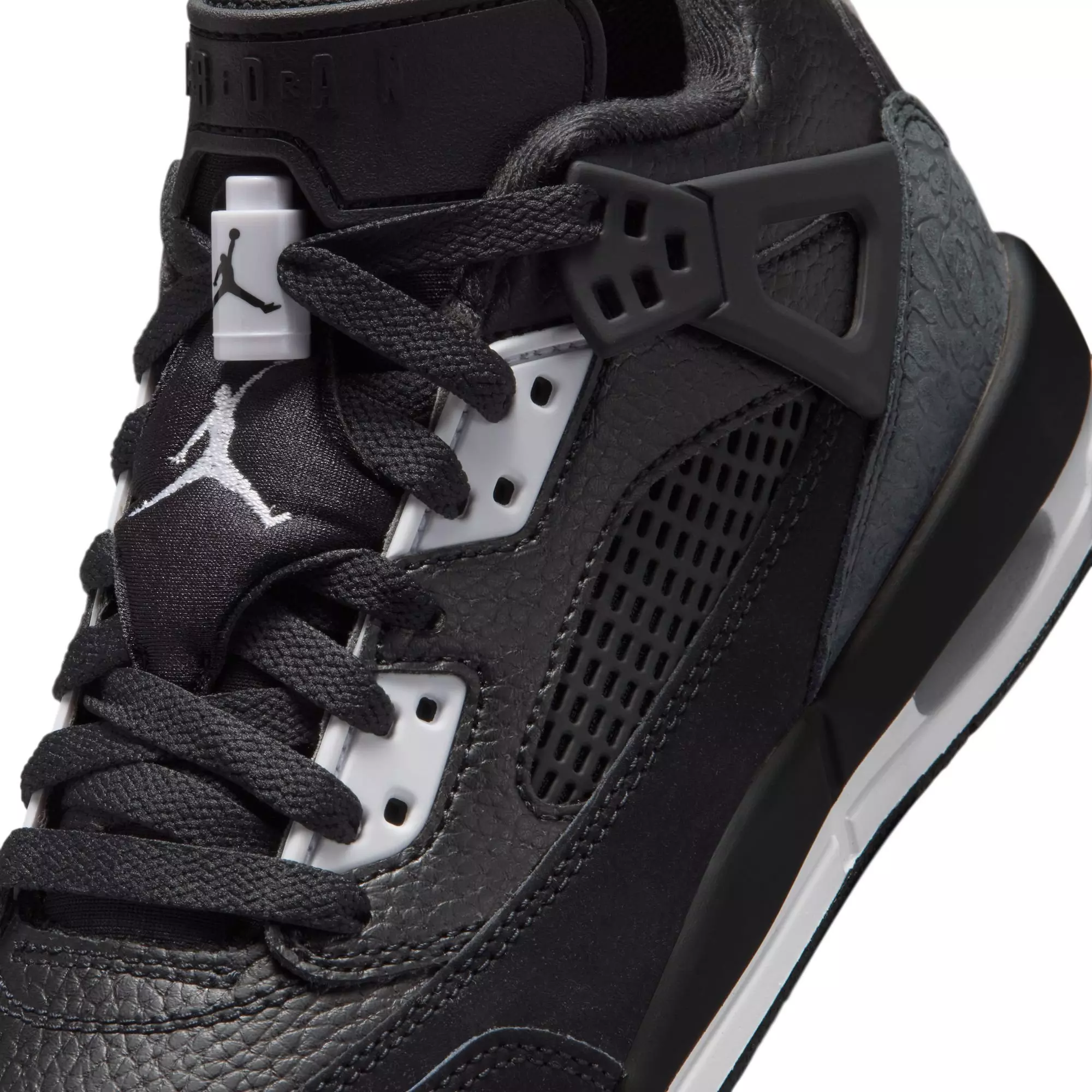Jordan Spizike Low "Black/White/Anthracite" Grade School Boys' Shoe - BLACK/GREY/RED