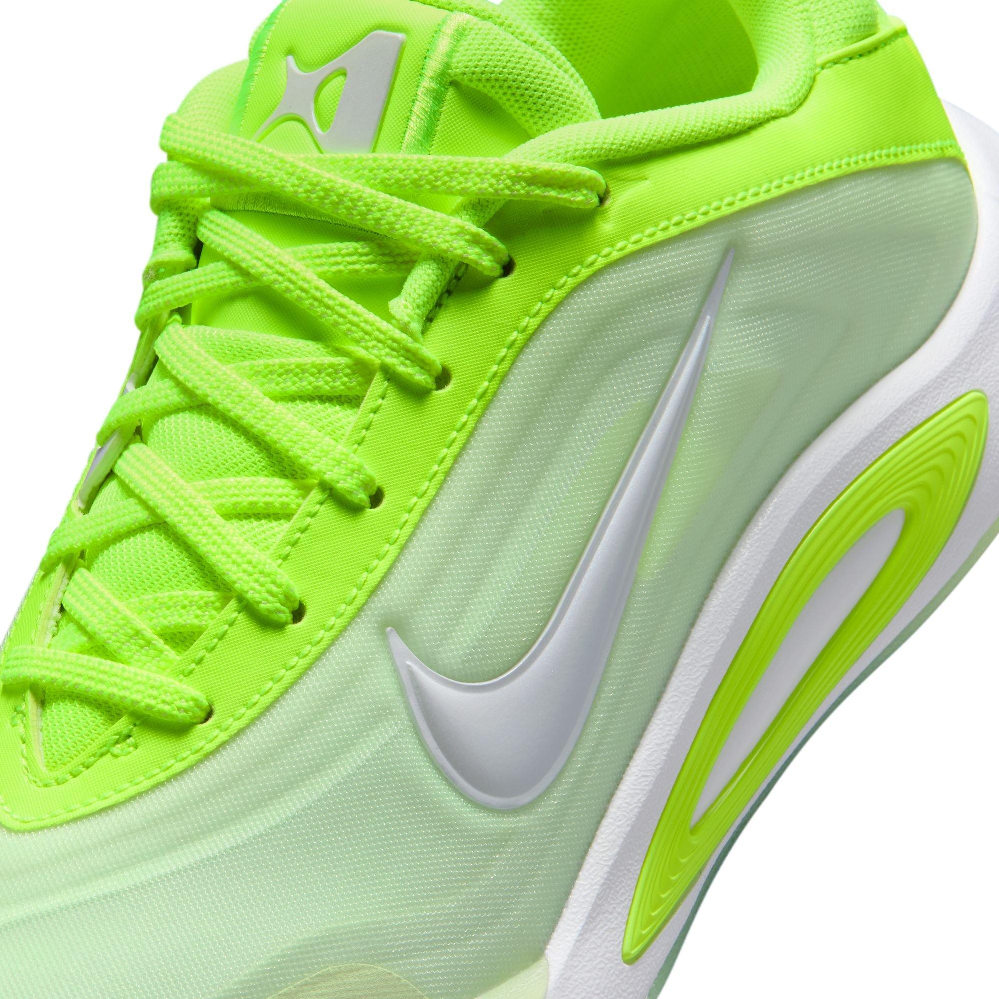 Nike A'One "Volt" Grade School Kids' Basketball Shoe - VOLT/WHITE Thumbnail View 4