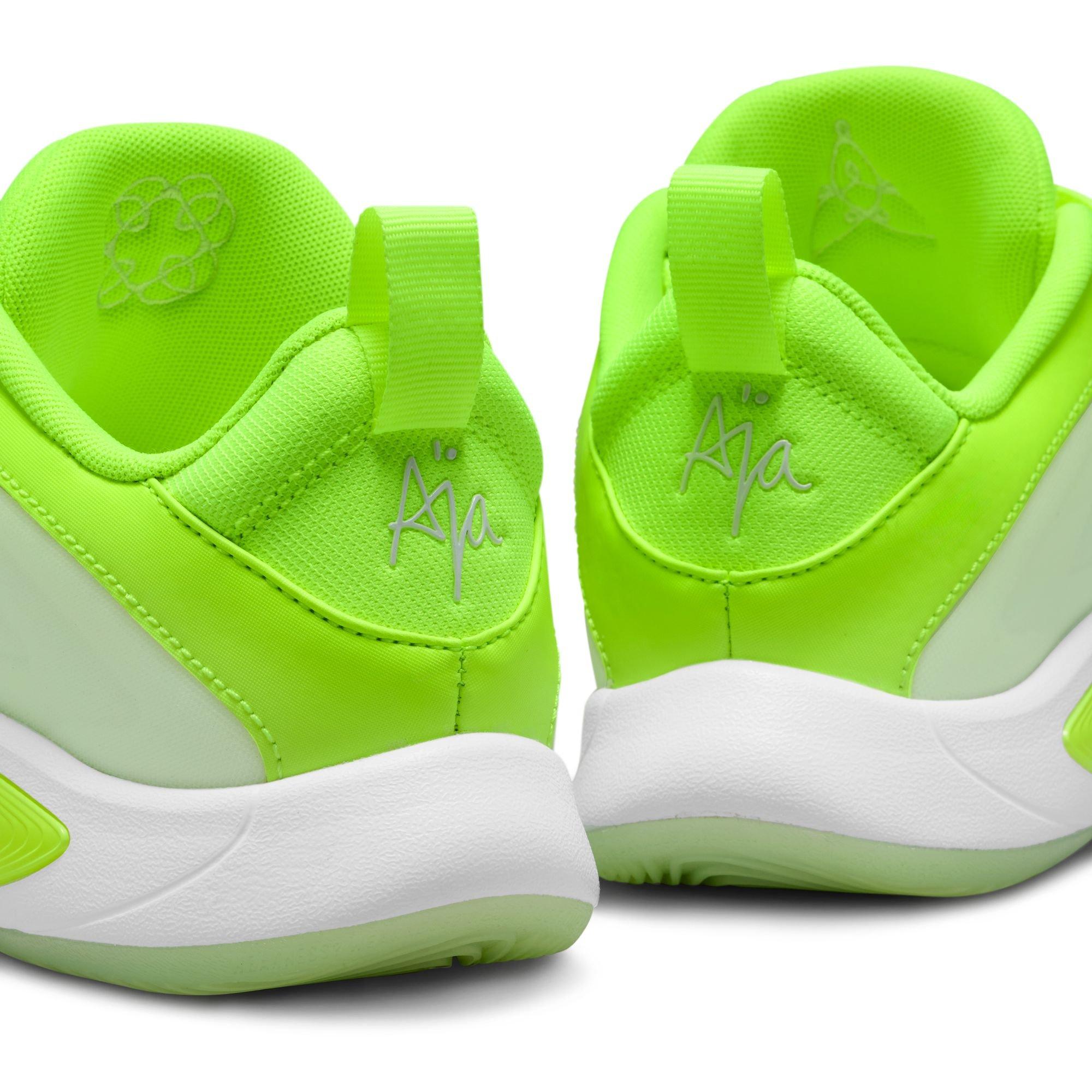 Nike A'One "Volt" Grade School Kids' Basketball Shoe - VOLT/WHITE Thumbnail View 6