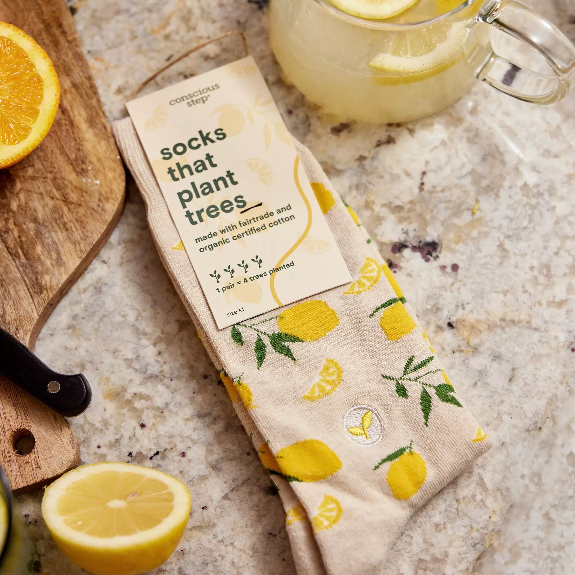 Conscious Step Women's Lemons Crew Socks - MULTI-COLOR