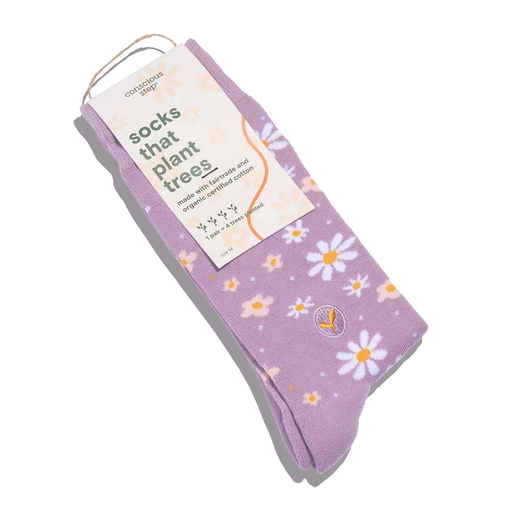 Conscious Step Women's Floral Crew Socks - PURPLE