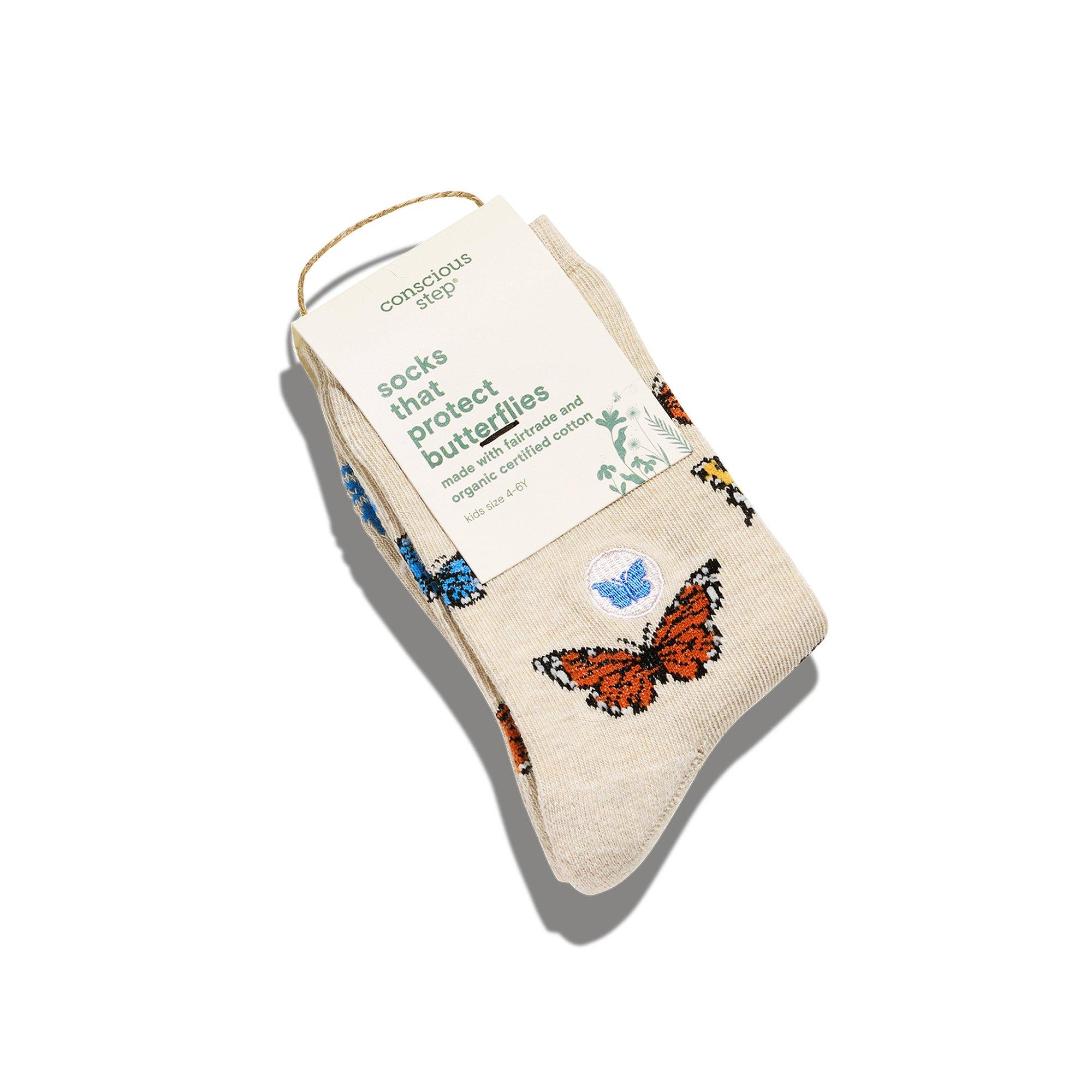 Conscious Step Butterflies Crew Big Girls' Socks