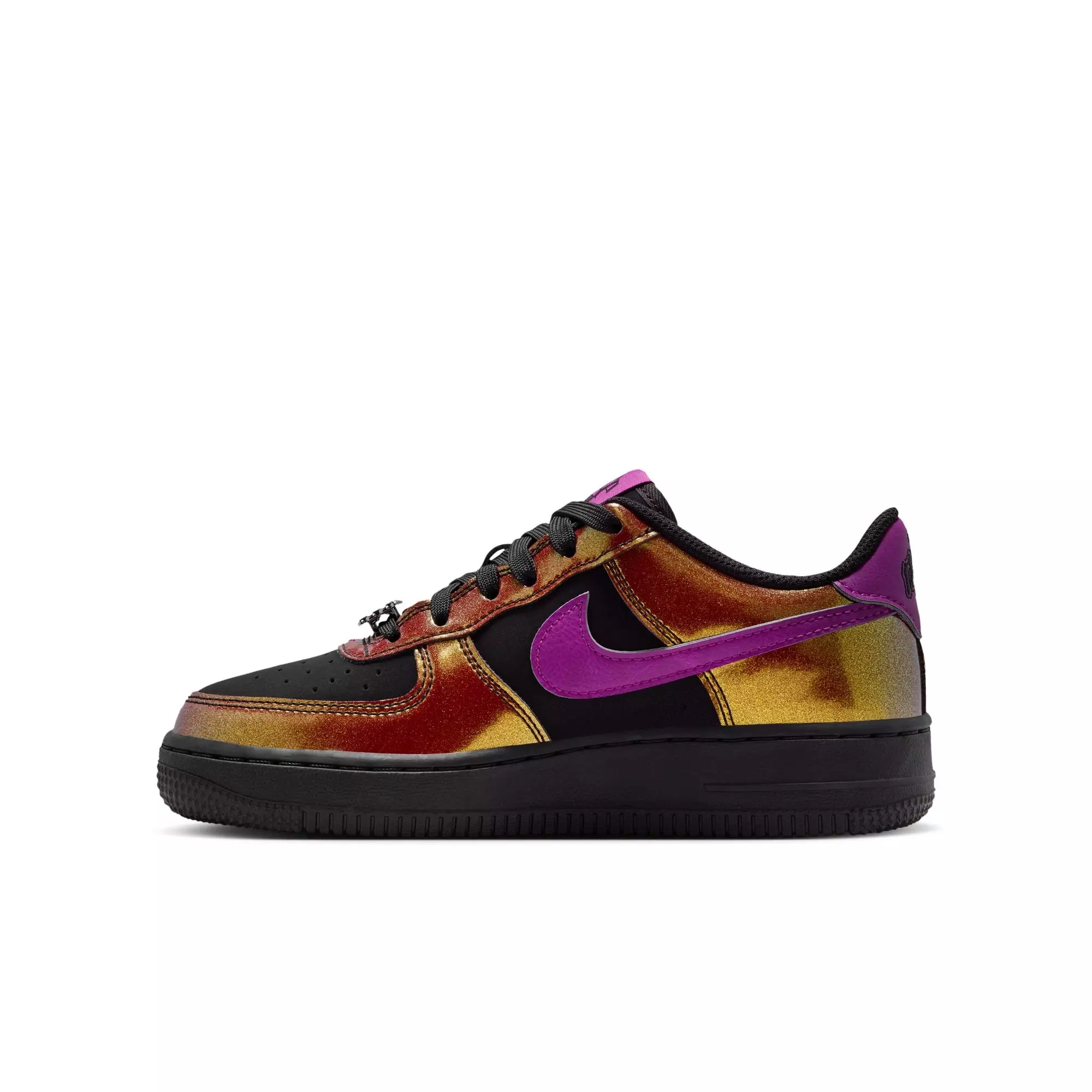 Nike Air Force 1 LV8 "Black/Bold Berry" Grade School Boys' Shoe - BLACK/GOLD