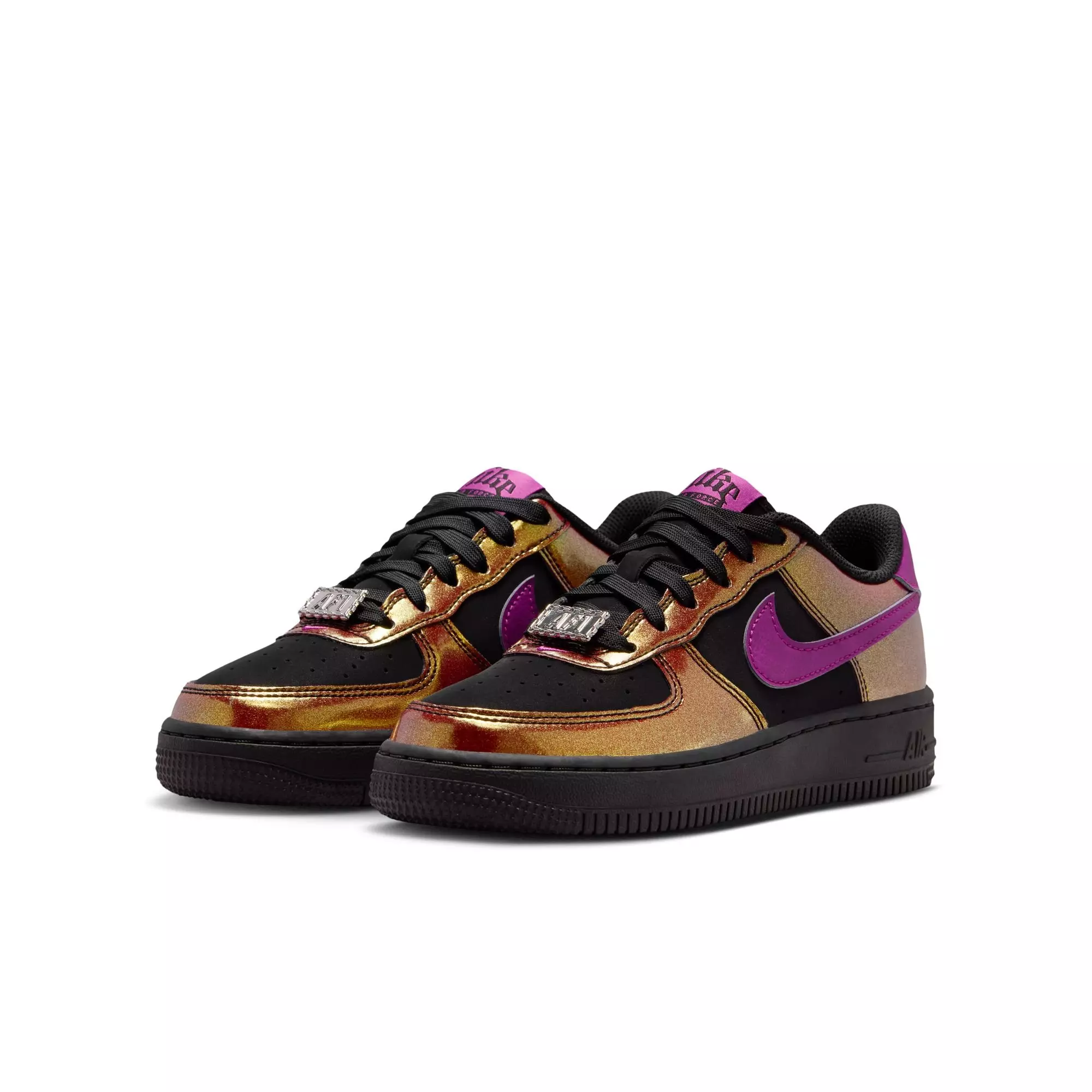 Nike Air Force 1 LV8 "Black/Bold Berry" Grade School Boys' Shoe - BLACK/GOLD