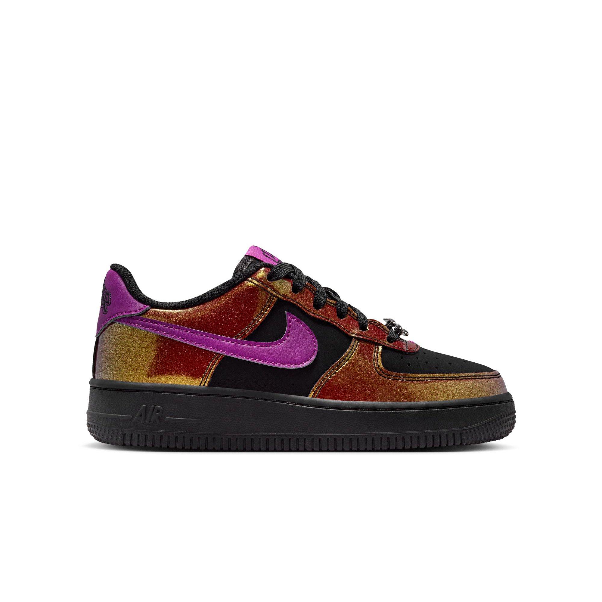 Nike Air Force 1 LV8 "Black/Bold Berry" Grade School Boys' Shoe - BLACK/GOLD Thumbnail View 1