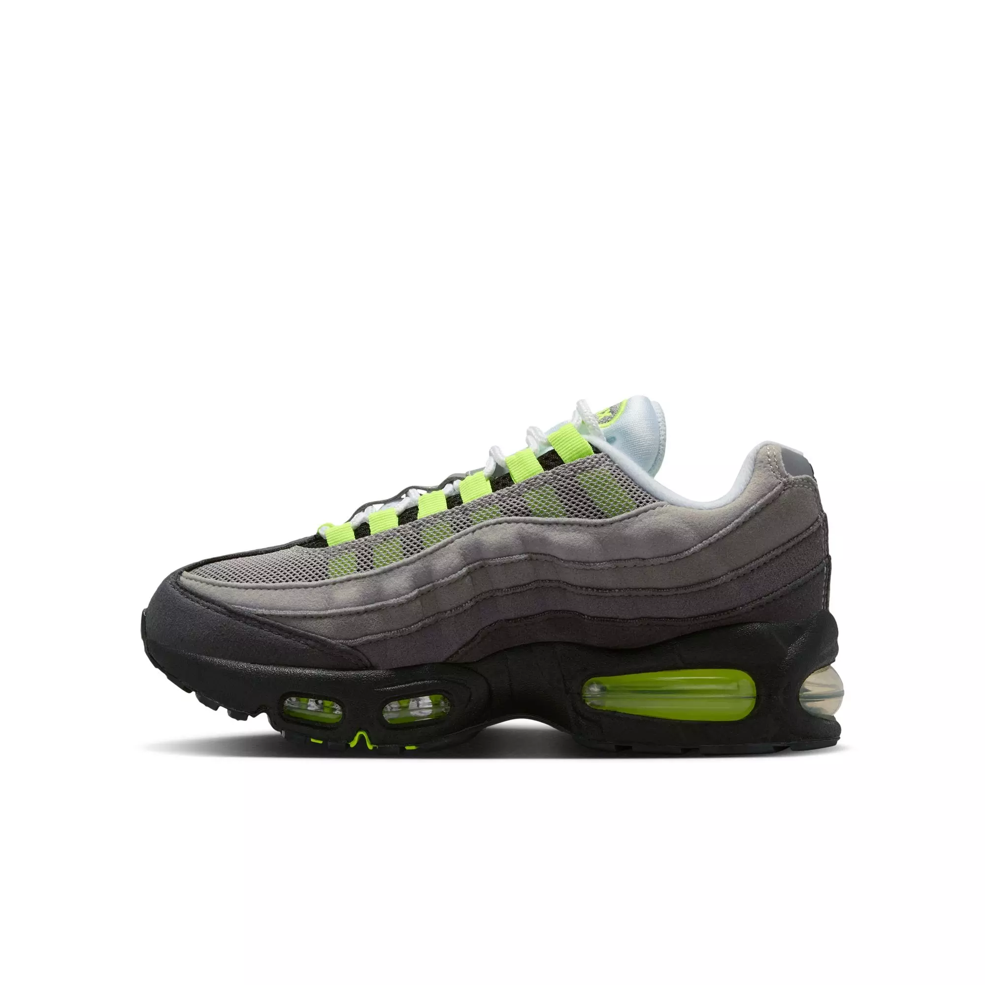 Nike Air Max 95 "Big Bubble" Grade School Kids' Shoe - BLACK/NEON YELLOW/ANTHRACITE
