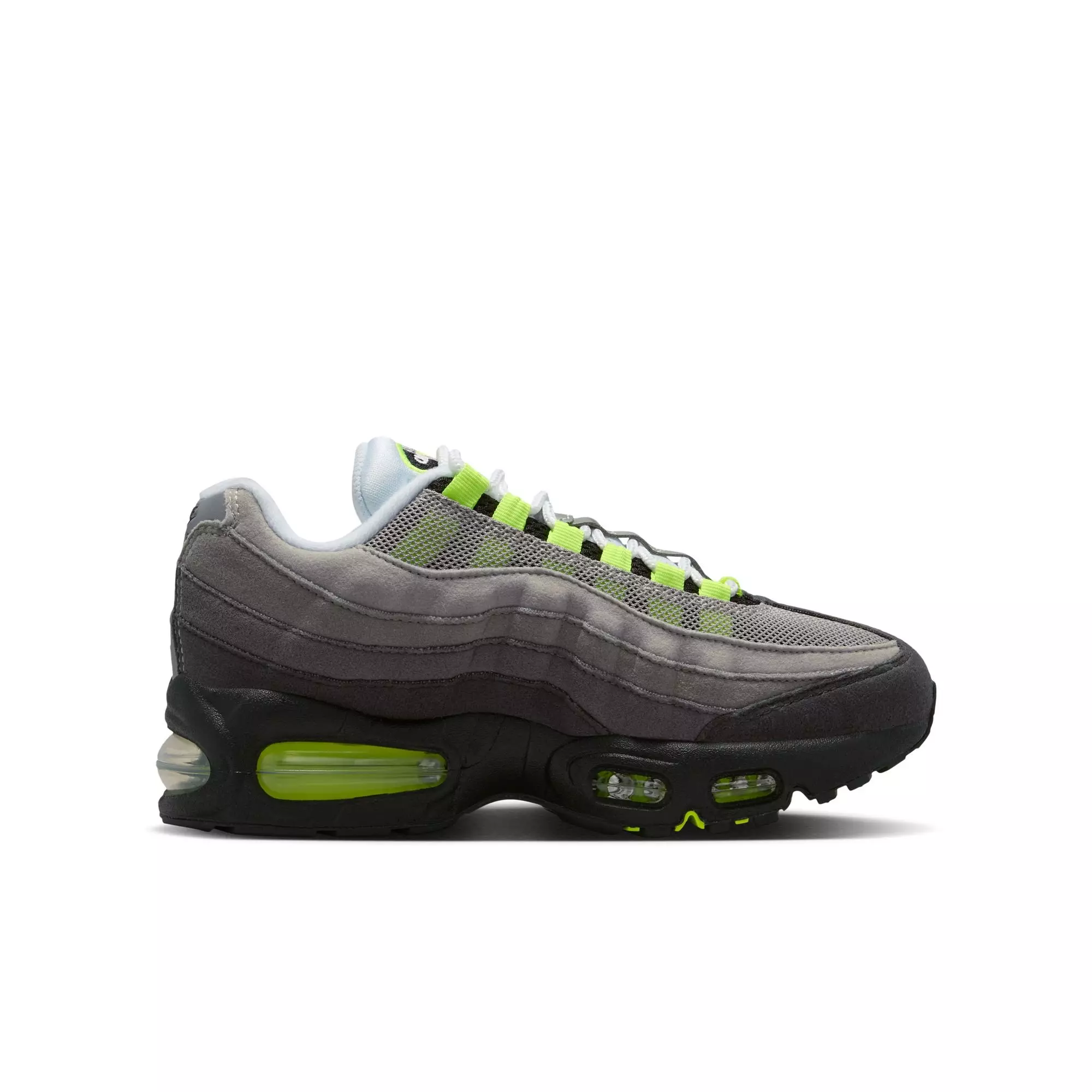 Nke Air Max 95 "Big Bubble" Grade School Kids' Shoe - BLACK/NEON YELLOW/ANTHRACITE