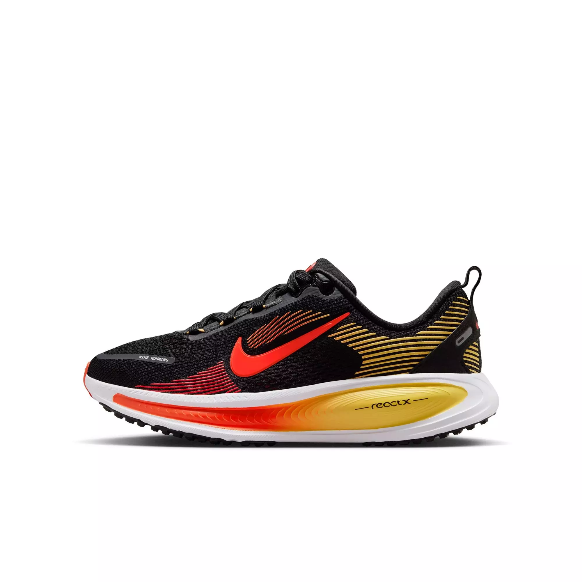 Nike Vomero 18 "Black/Bright Crimson/Lt Crimson" Grade School Boys' Road Running Shoe - BLACK/RED/GOLD