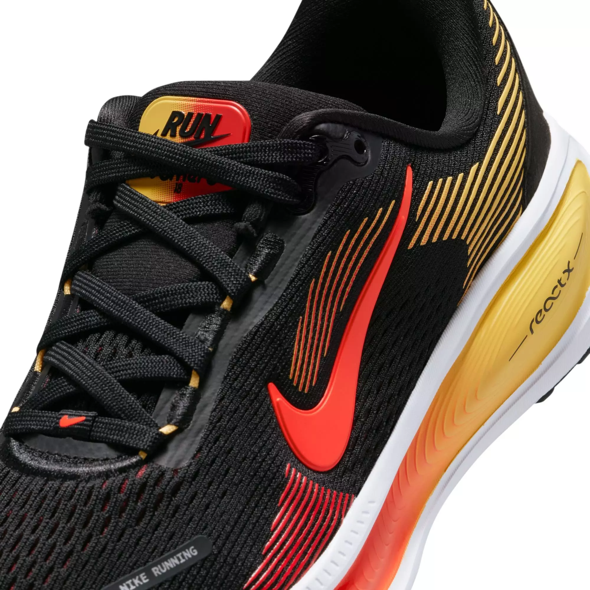 Nike Vomero 18 "Black/Bright Crimson/Lt Crimson" Grade School Boys' Road Running Shoe - BLACK/RED/GOLD