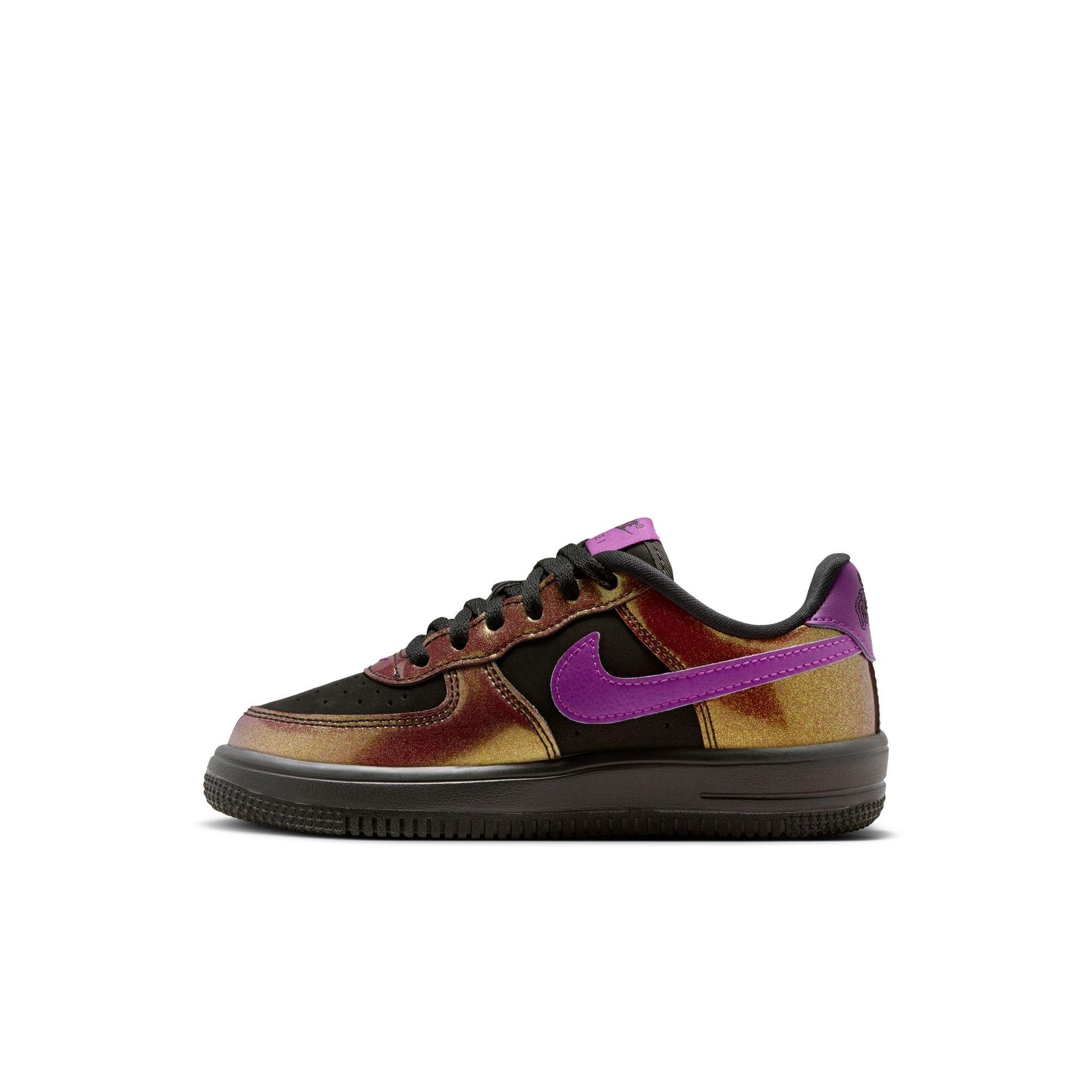 Nike Force 1 Low LV8 4 "Black/Bold Berry" Preschool Boys' Shoe - BLACK/GOLD Thumbnail View 4