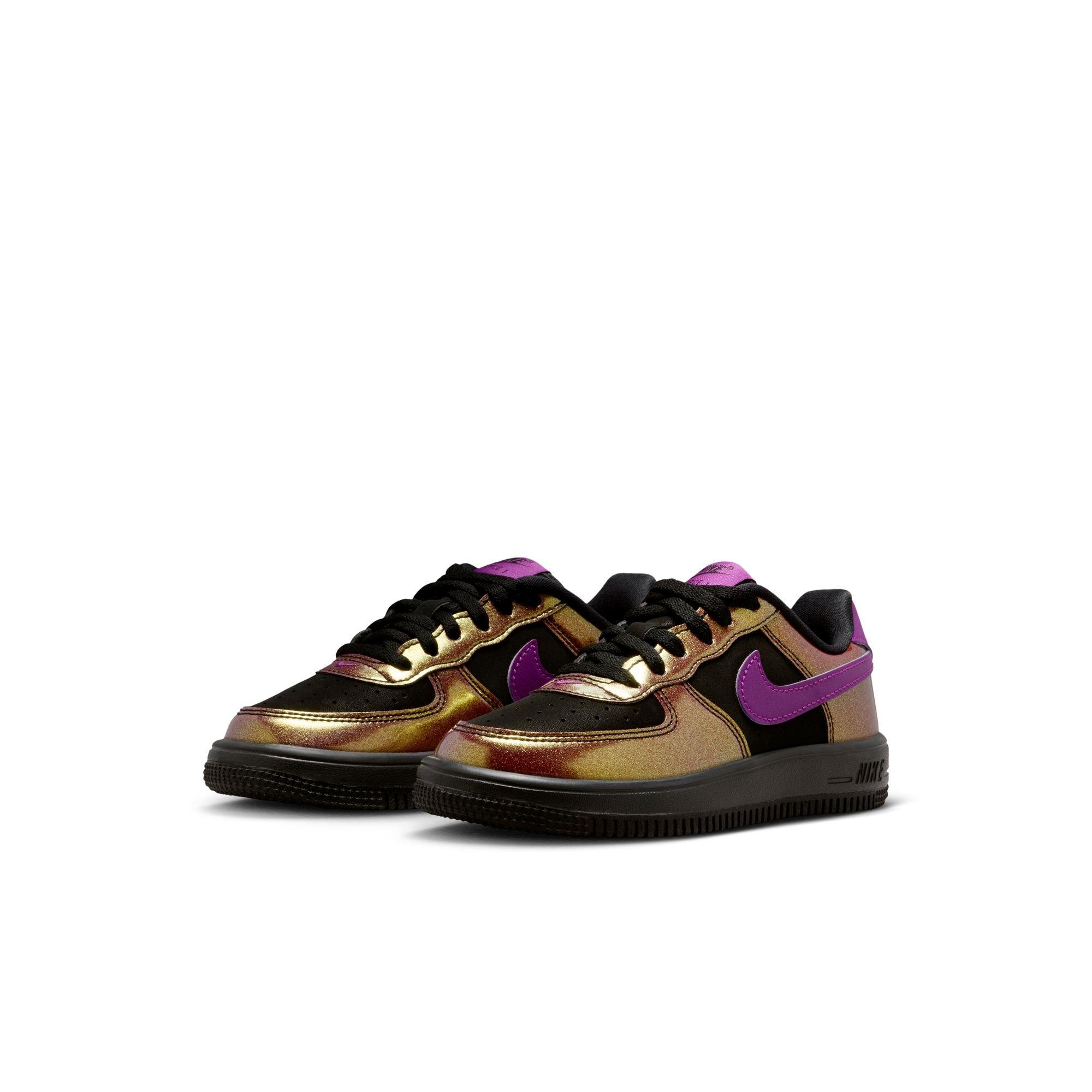 Nike Force 1 Low LV8 4 "Black/Bold Berry" Preschool Boys' Shoe - BLACK/GOLD Thumbnail View 5