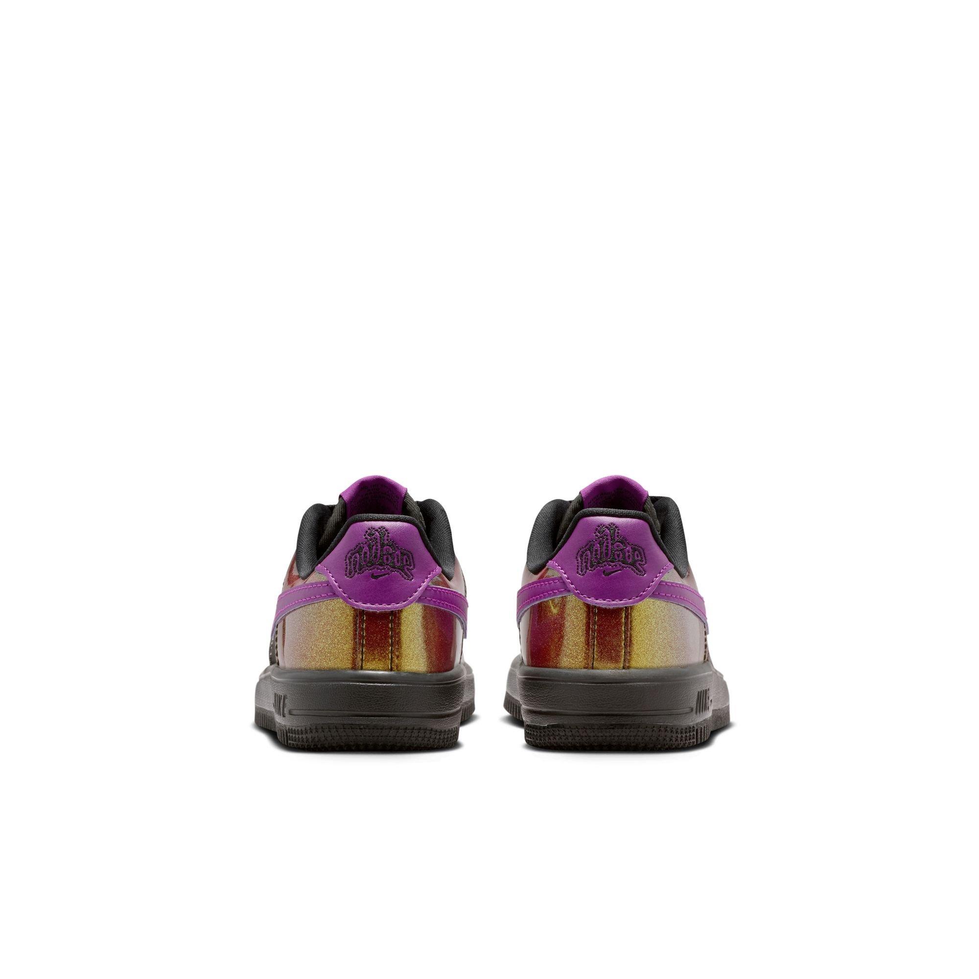 Nike Force 1 Low LV8 4 "Black/Bold Berry" Preschool Boys' Shoe - BLACK/GOLD Thumbnail View 7