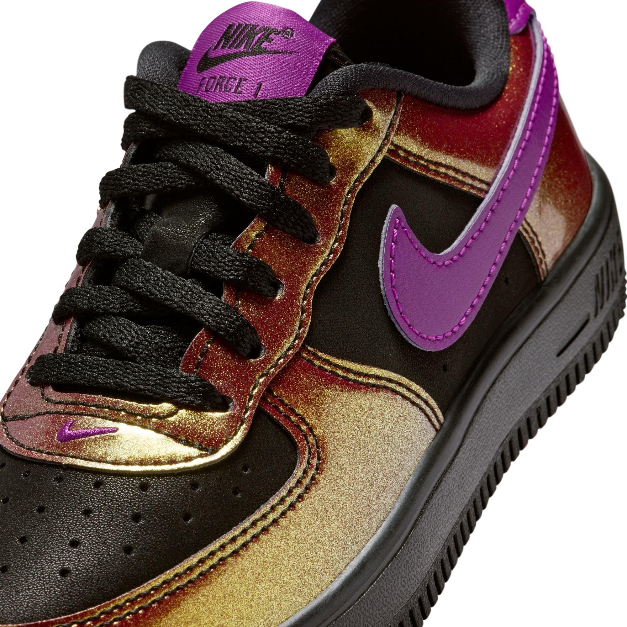 Nike Force 1 Low LV8 4 "Black/Bold Berry" Preschool Boys' Shoe - BLACK/GOLD Thumbnail View 9