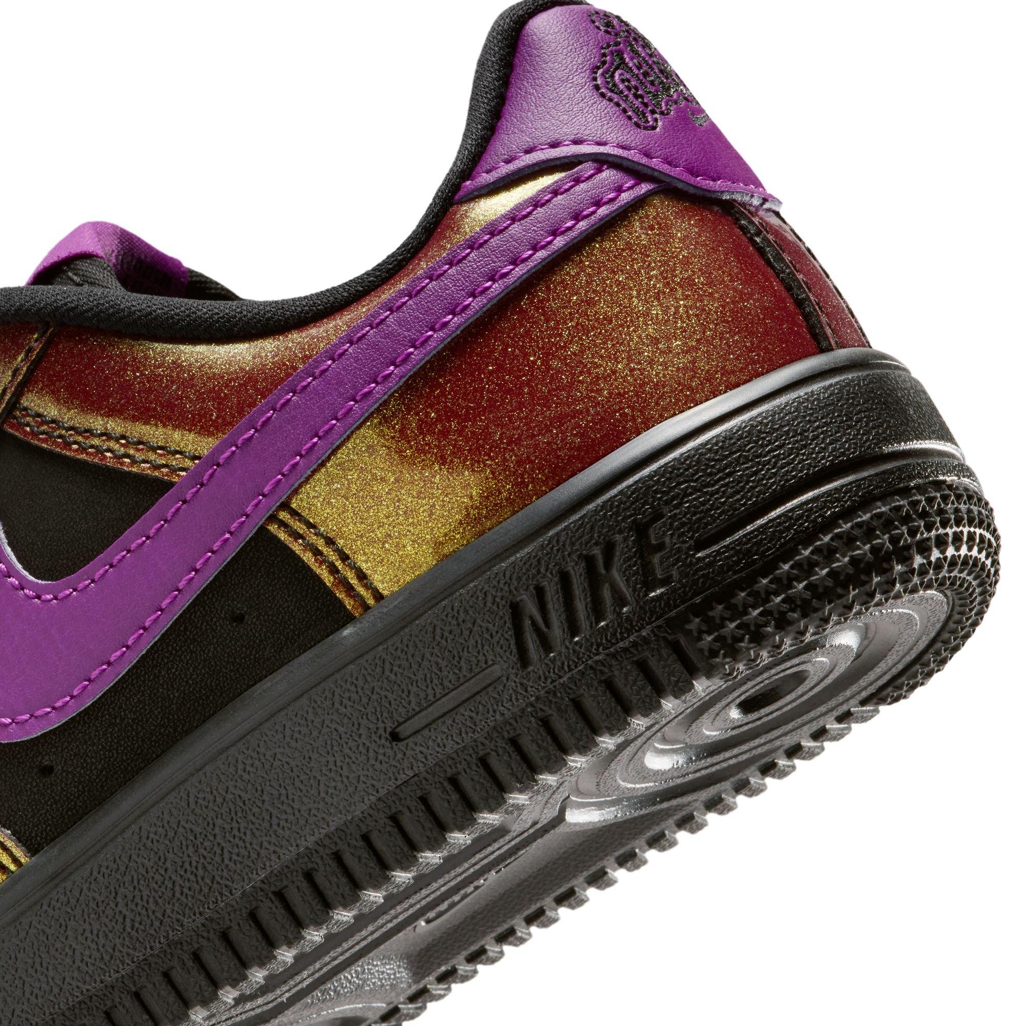 Nike Force 1 Low LV8 4 "Black/Bold Berry" Preschool Boys' Shoe - BLACK/GOLD Thumbnail View 10