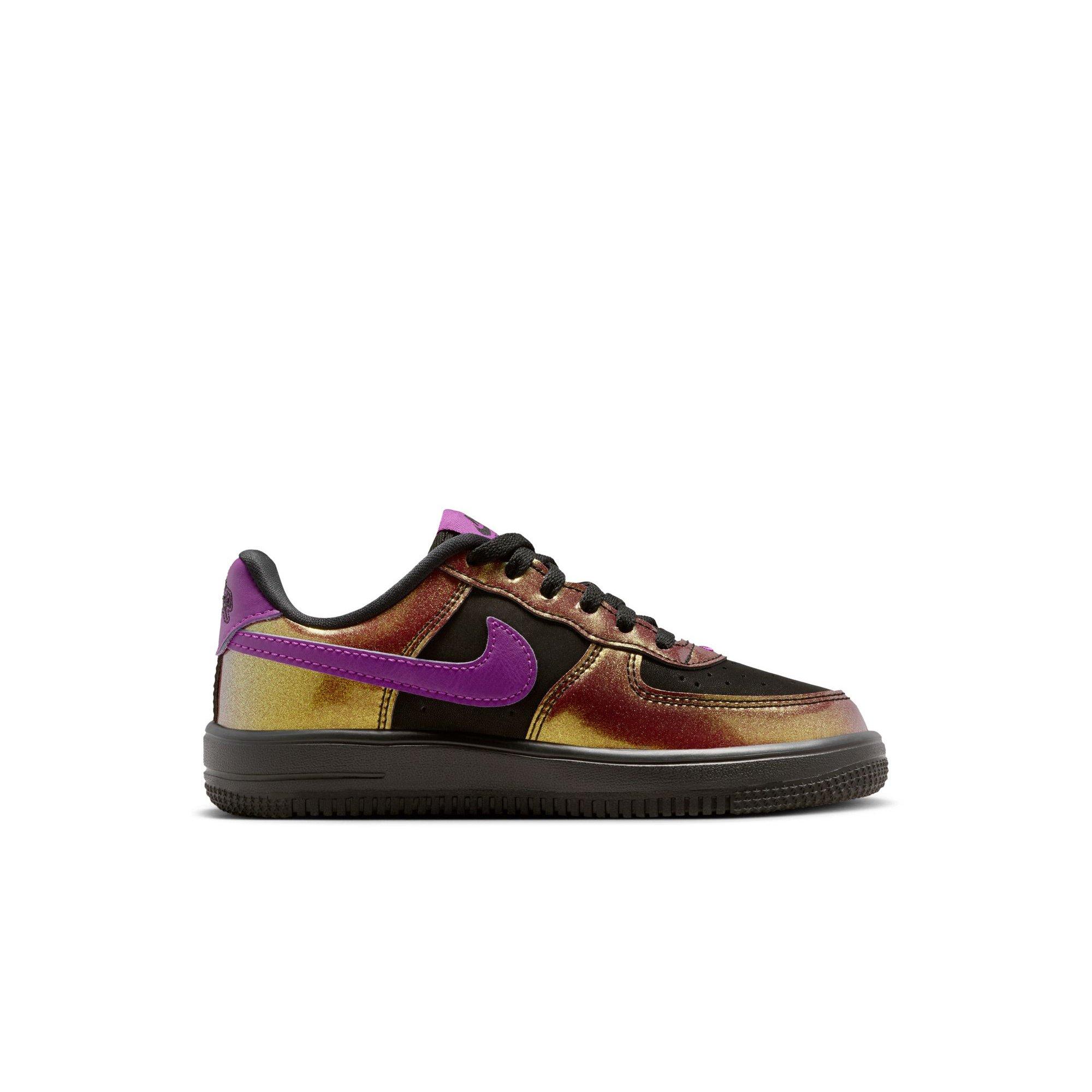Nike Force 1 Low LV8 4 "Black/Bold Berry" Preschool Boys' Shoe - BLACK/GOLD Thumbnail View 2