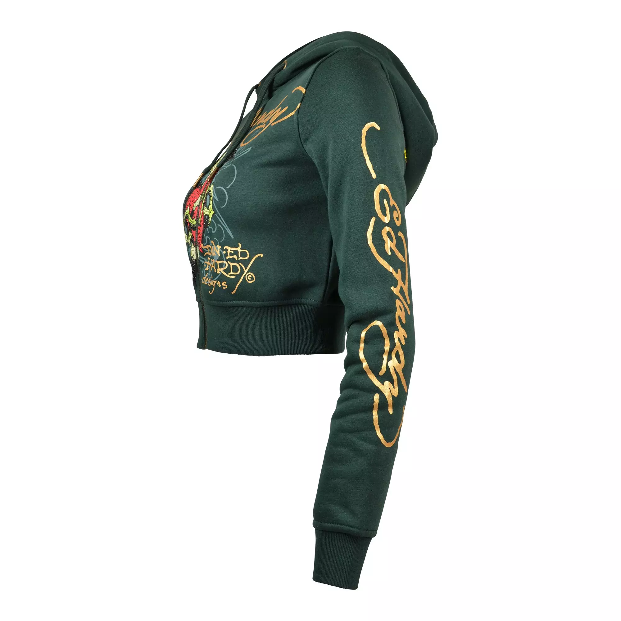 Ed Hardy Women's Sacred Heart Fleece Jacket - Green - GREEN