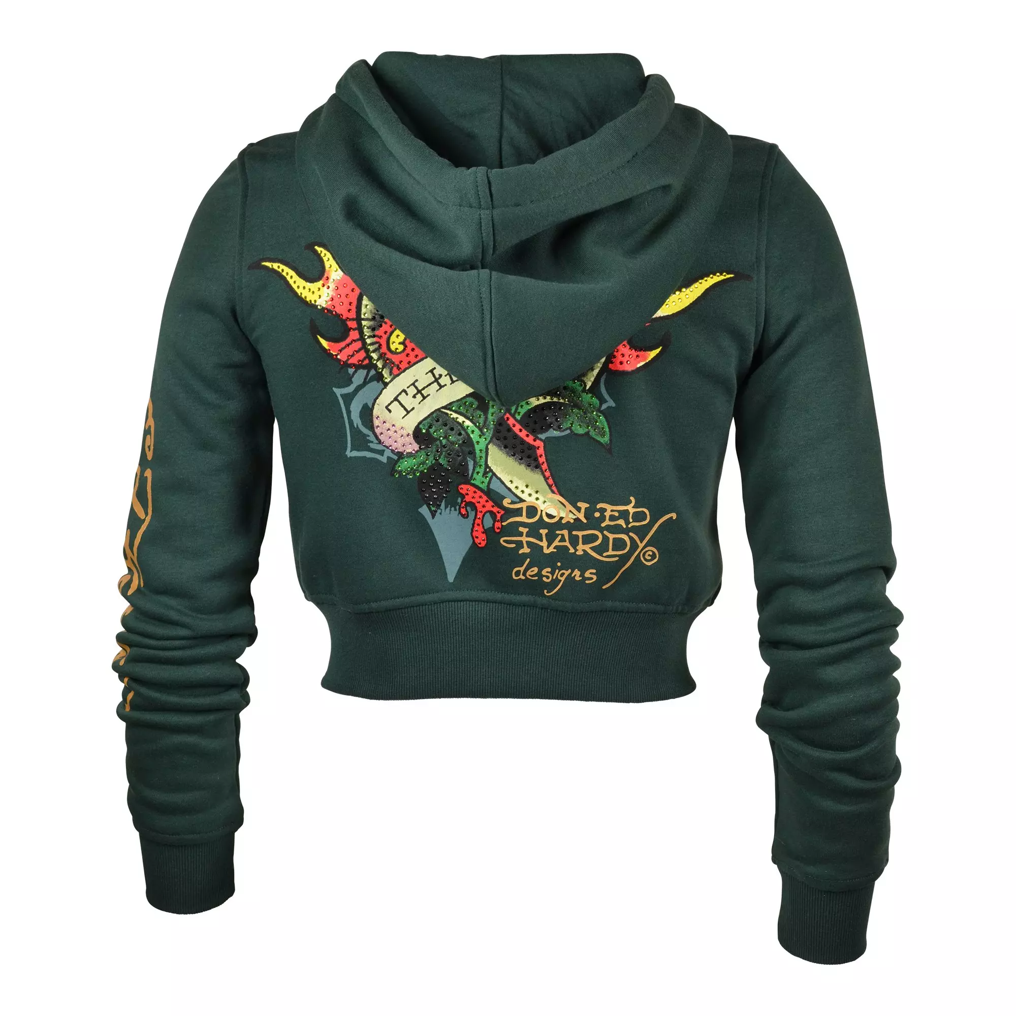 Ed Hardy Women's Sacred Heart Fleece Jacket - Green - GREEN