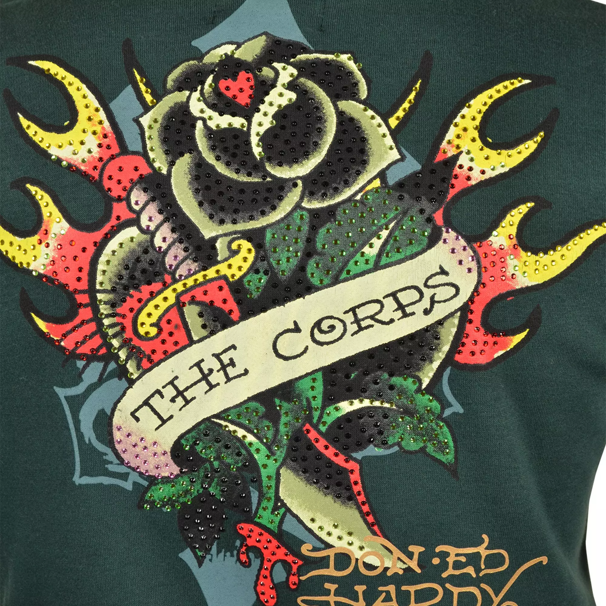 Ed Hardy Women's Sacred Heart Fleece Jacket - Green - GREEN