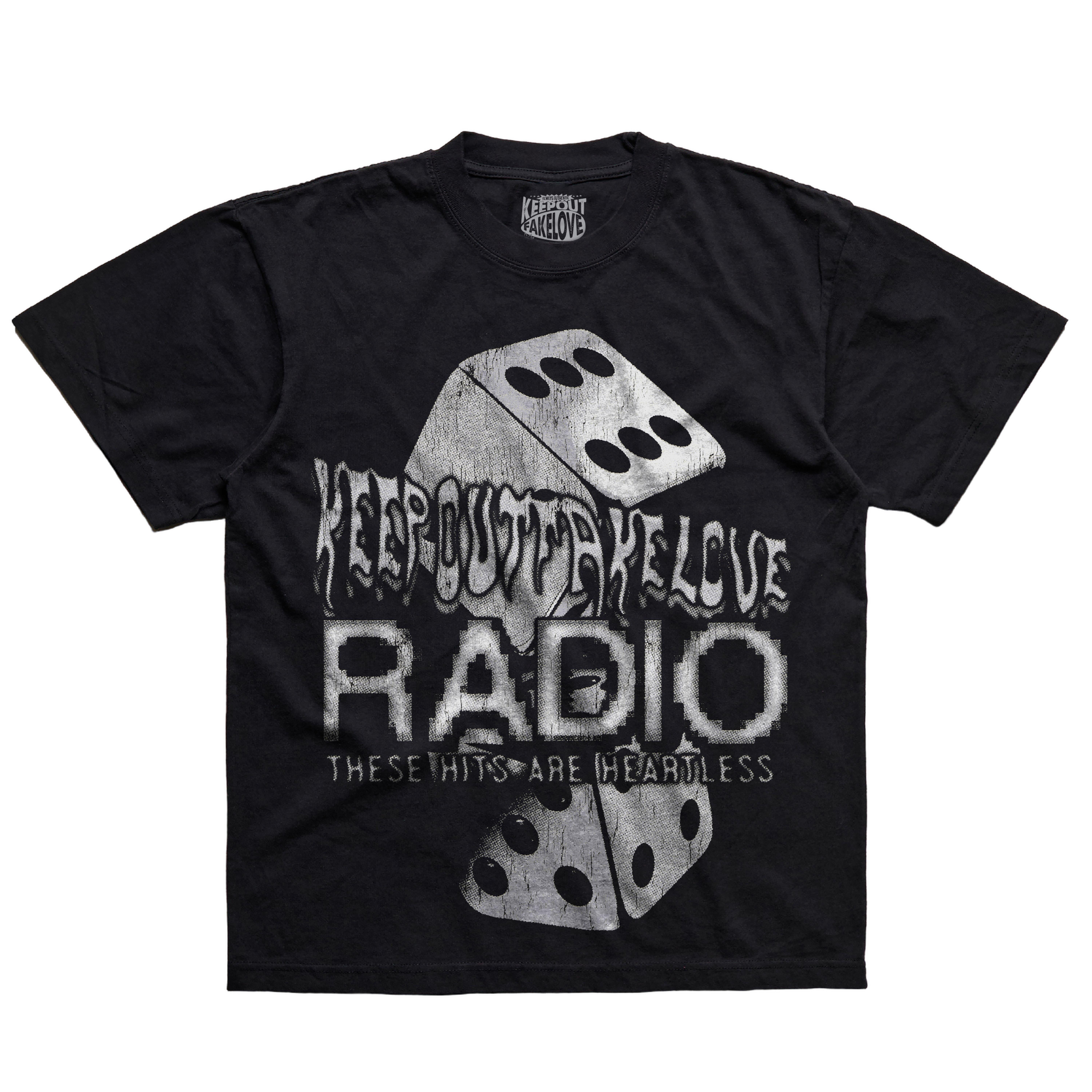 KEEPOUTFAKELOVE Men's Hit Radio Tee - Black - BLACK Thumbnail View 1