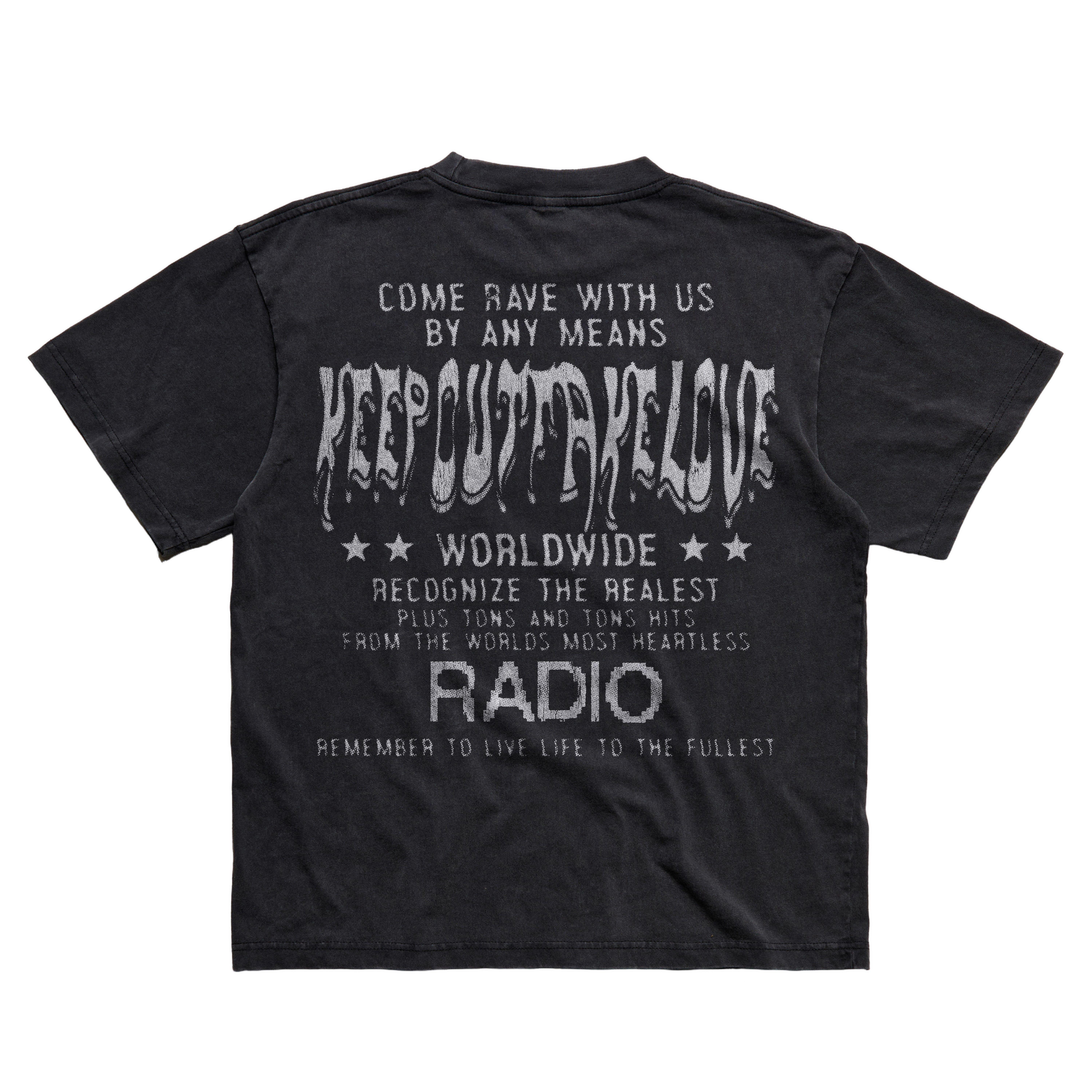 KEEPOUTFAKELOVE Men's Hit Radio Tee - Black - BLACK Thumbnail View 2