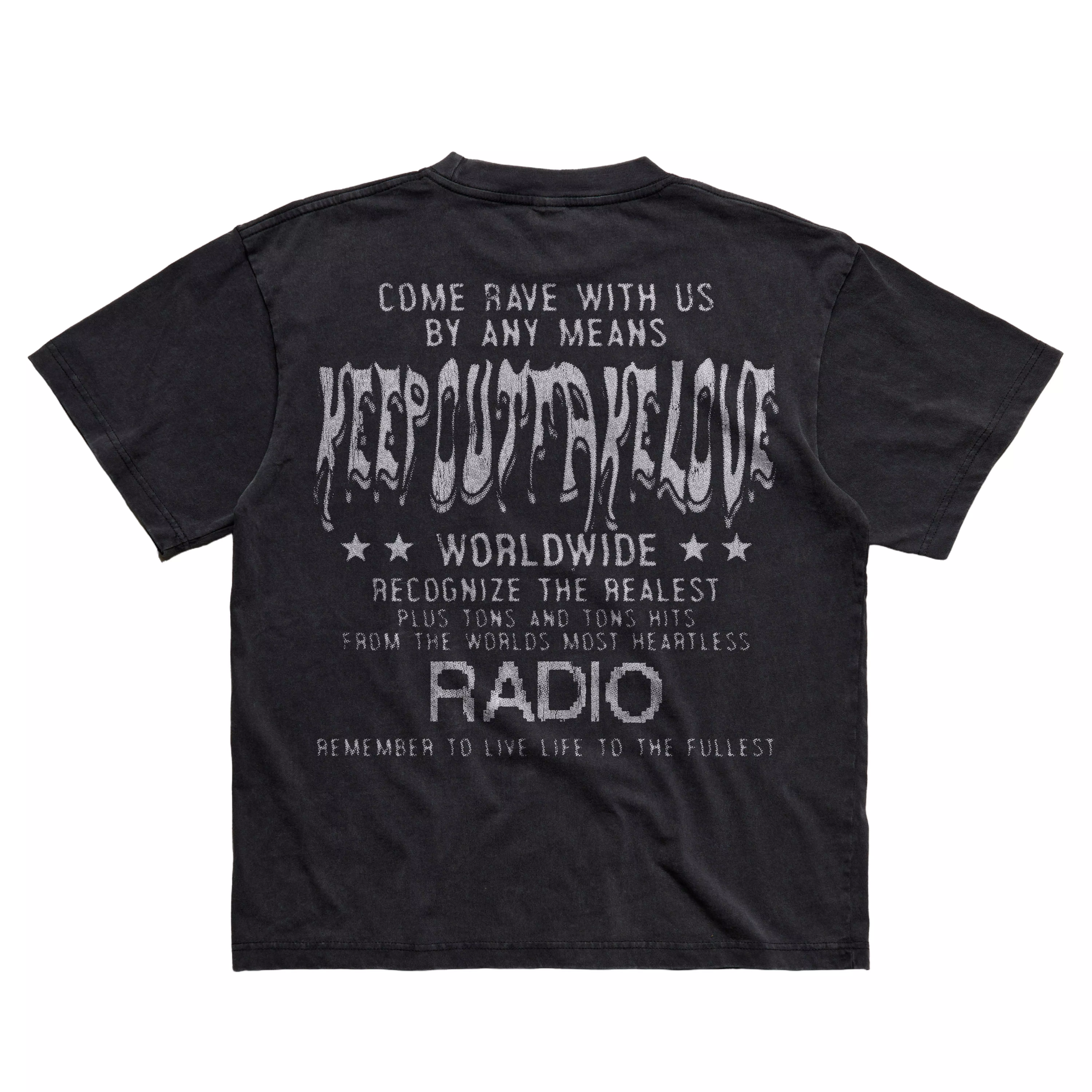 KEEPOUTFAKELOVE Men's Hit Radio Tee - Black - BLACK