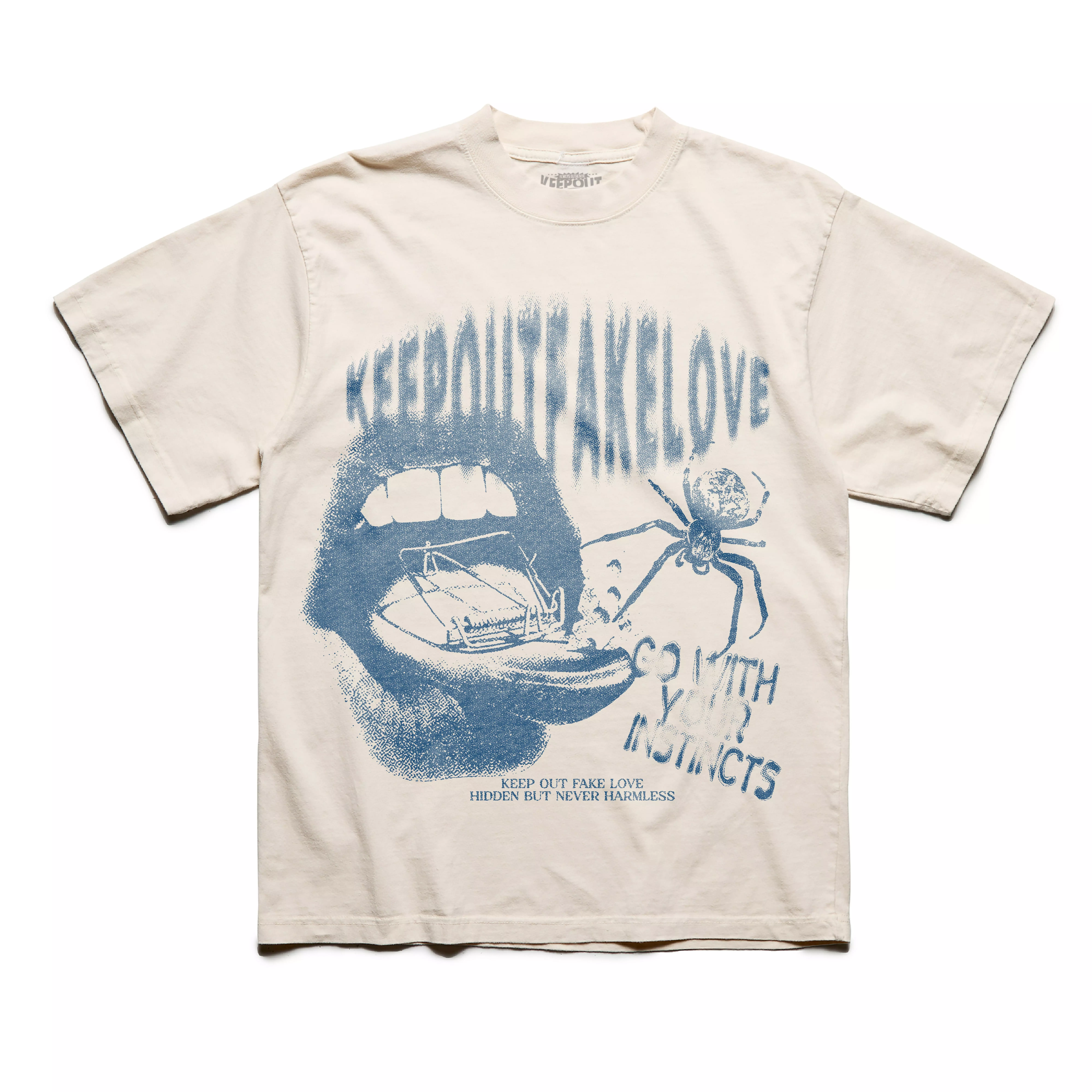 KEEPOUTFAKELOVE Men's Unlucky Tee - Cream - CREAM