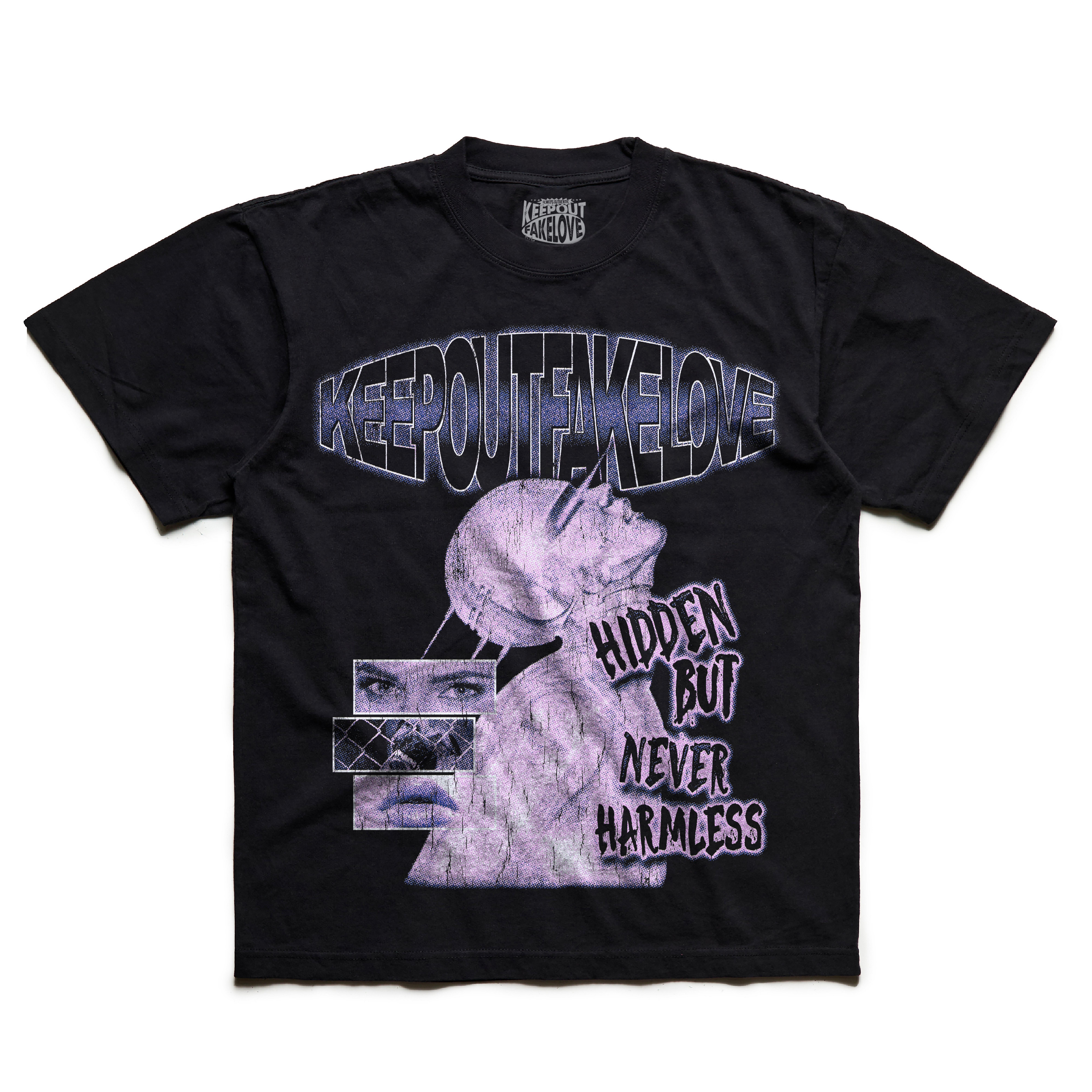 KEEPOUTFAKELOVE Men's Hidden Love Tee - Black - BLACK Thumbnail View 1