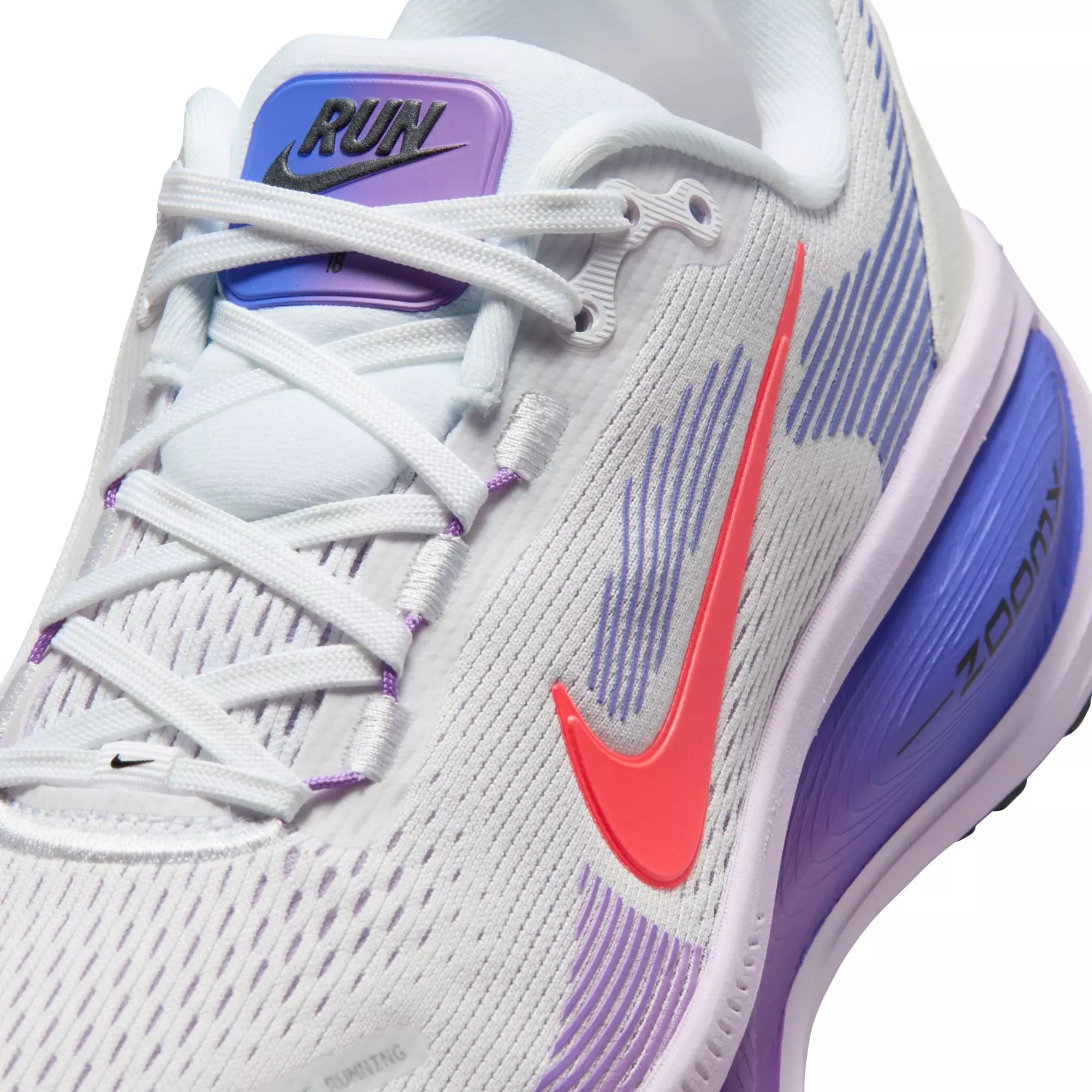Nike Vomero 18 "White/Hot Lava/Violet Mist/Sapphire" Women's Road Running Shoe - WHITE/PURPLE