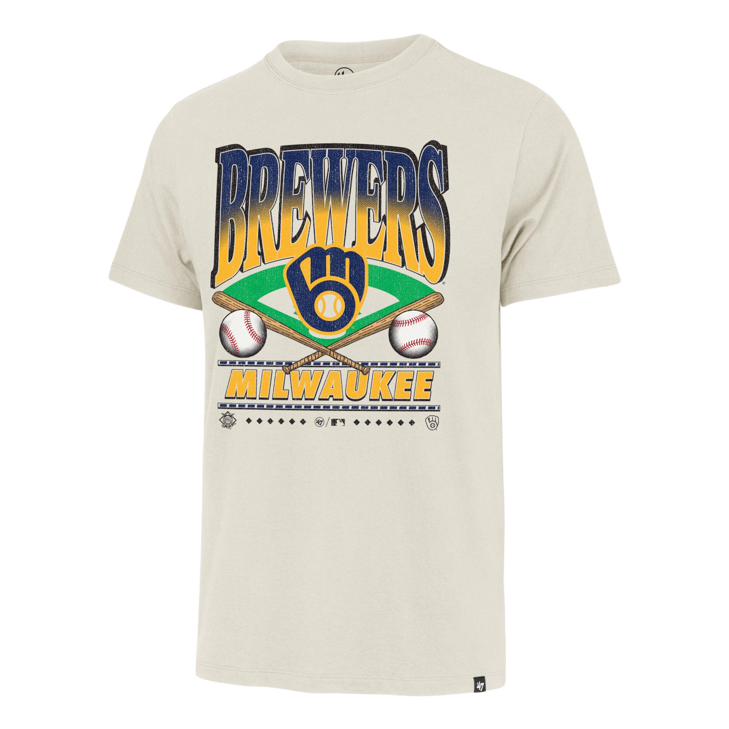 '47 Milwaukee Brewers Straight Shot Tee-Cream - CREAM Thumbnail View 1