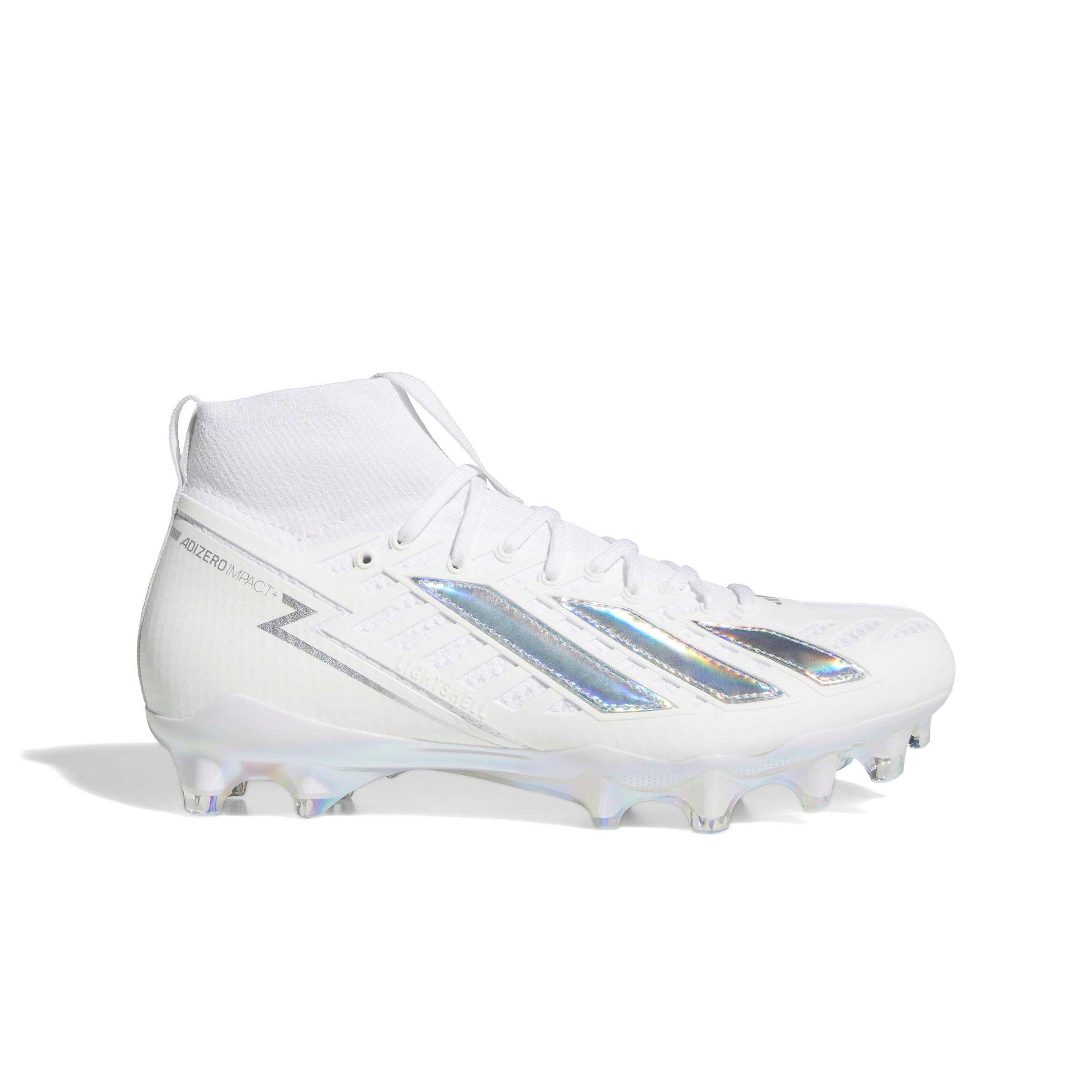 adidas Adizero Impact II "White/Silver Metallic" Men's Football Cleat - SILVER/BLACK Thumbnail View 1