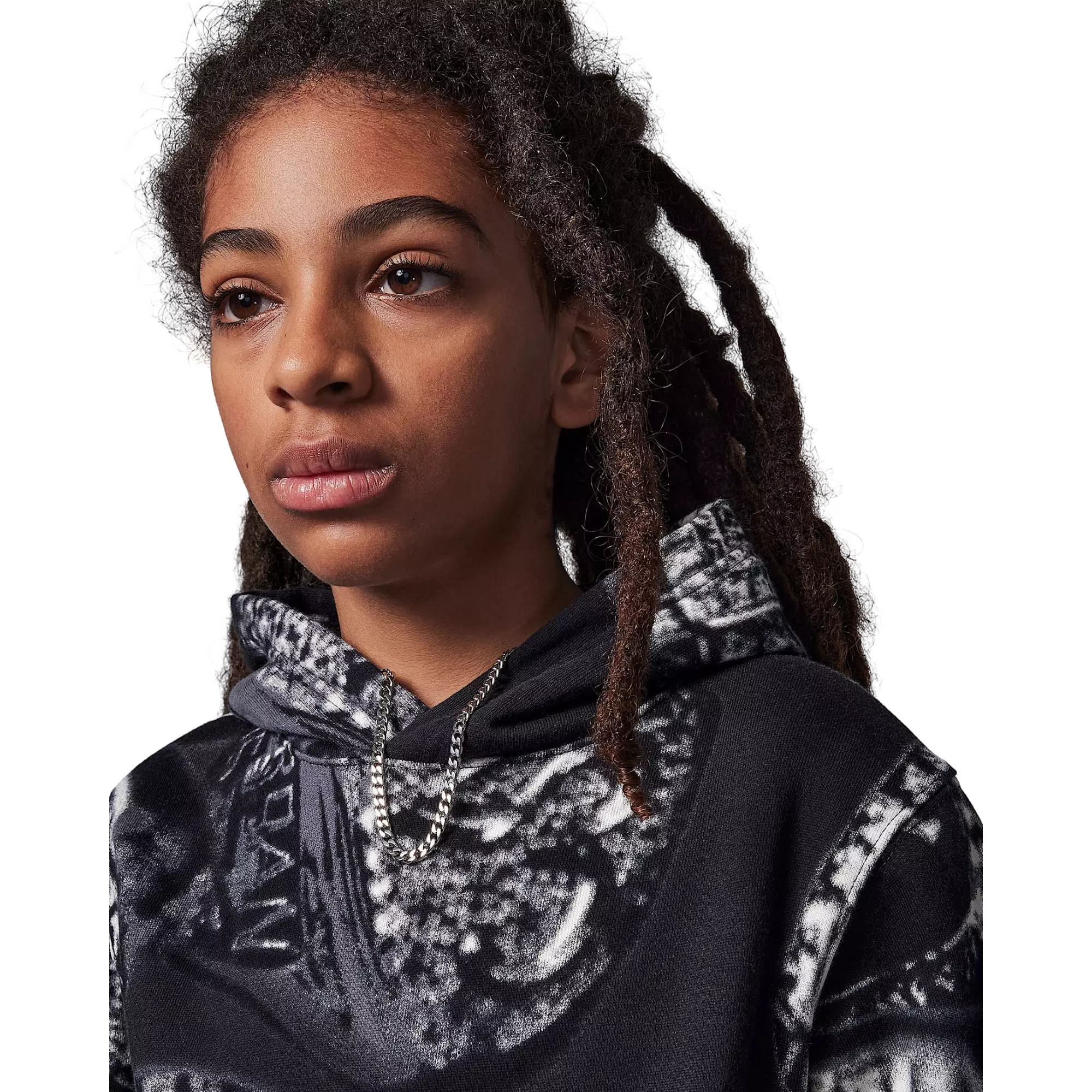 Jordan Big Boys' MVP Fleece Printed Pullover Hoodie - GREY