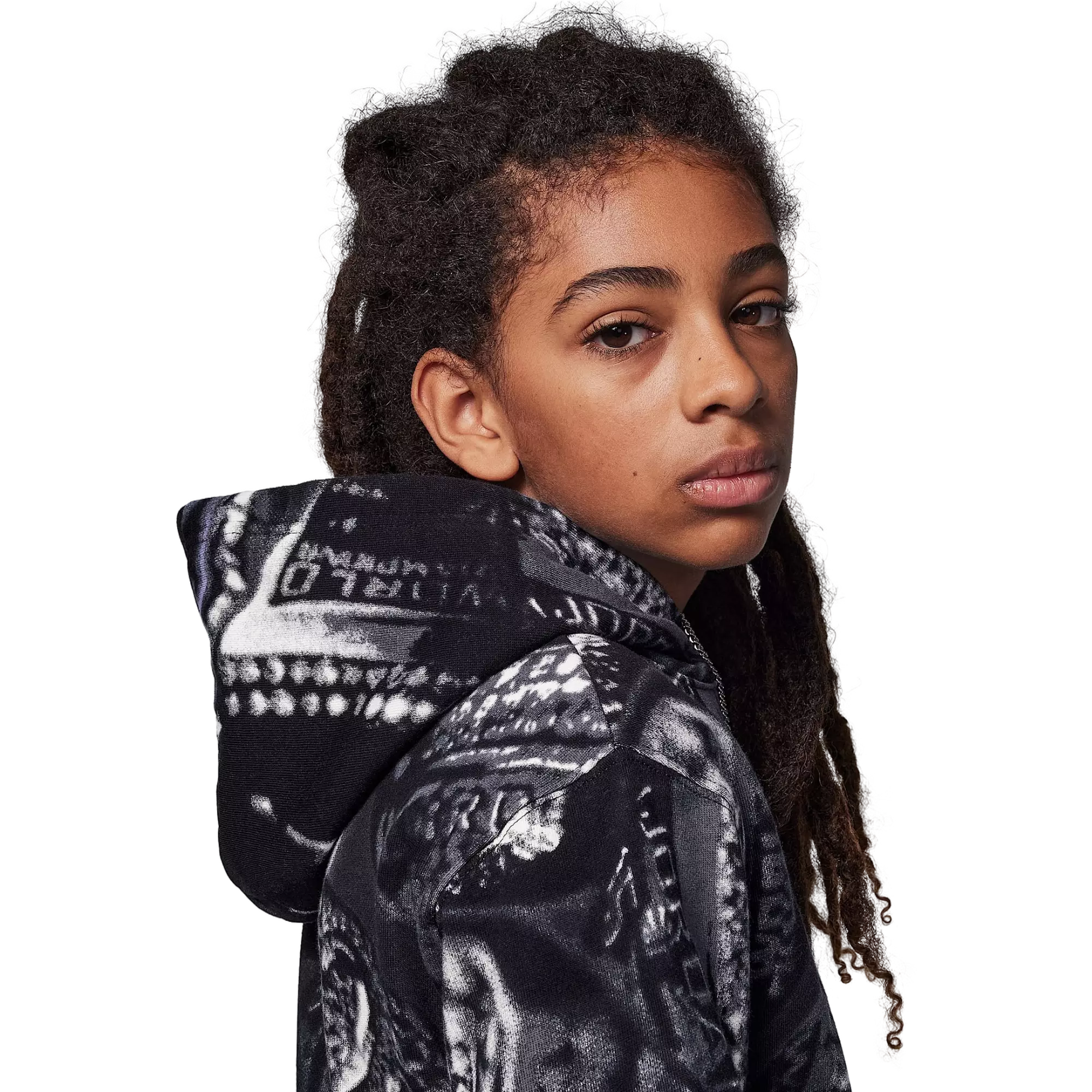 Jordan Big Boys' MVP Fleece Printed Pullover Hoodie - GREY