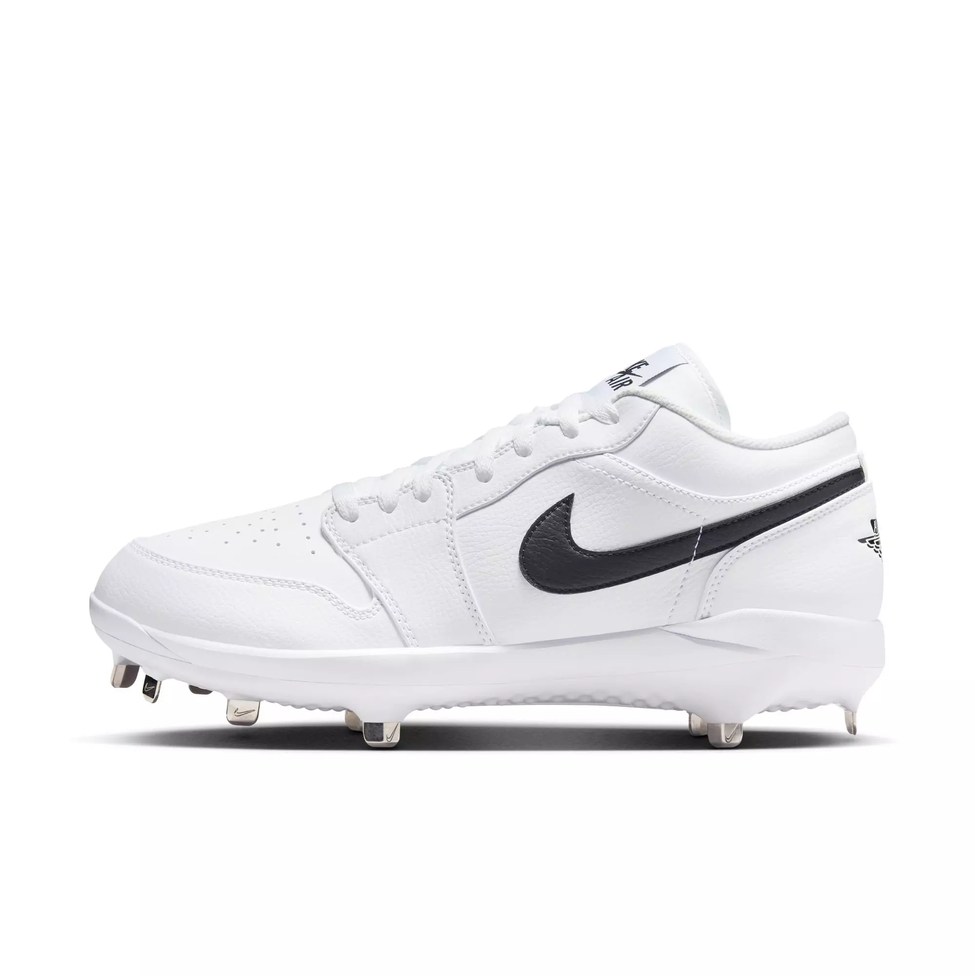 Jordan 1 Low Retro Metal "White/Black" Men's Baseball Cleat - WHITE/BLACK