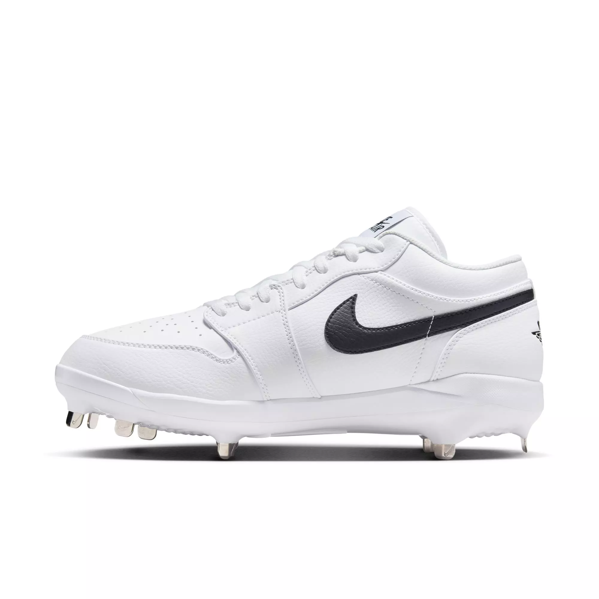Jordan 1 Low Retro Metal "White/Black" Men's Baseball Cleat - WHITE/BLACK