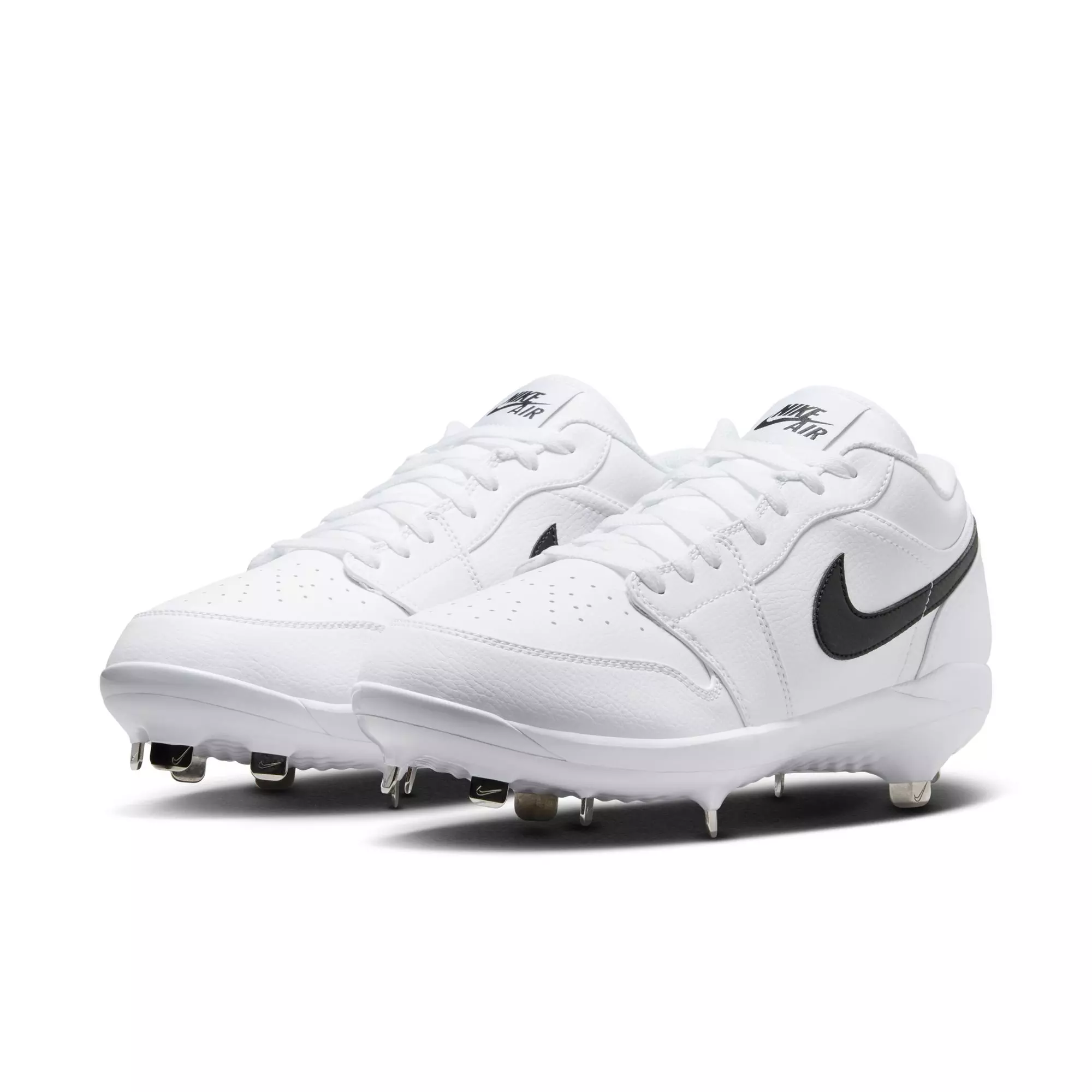 Jordan 1 Low Retro Metal "White/Black" Men's Baseball Cleat - WHITE/BLACK