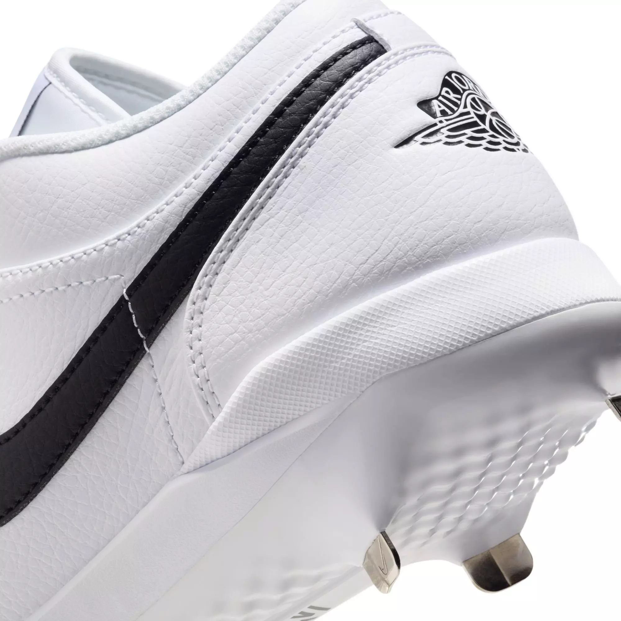 Jordan 1 Low Retro Metal "White/Black" Men's Baseball Cleat - WHITE/BLACK