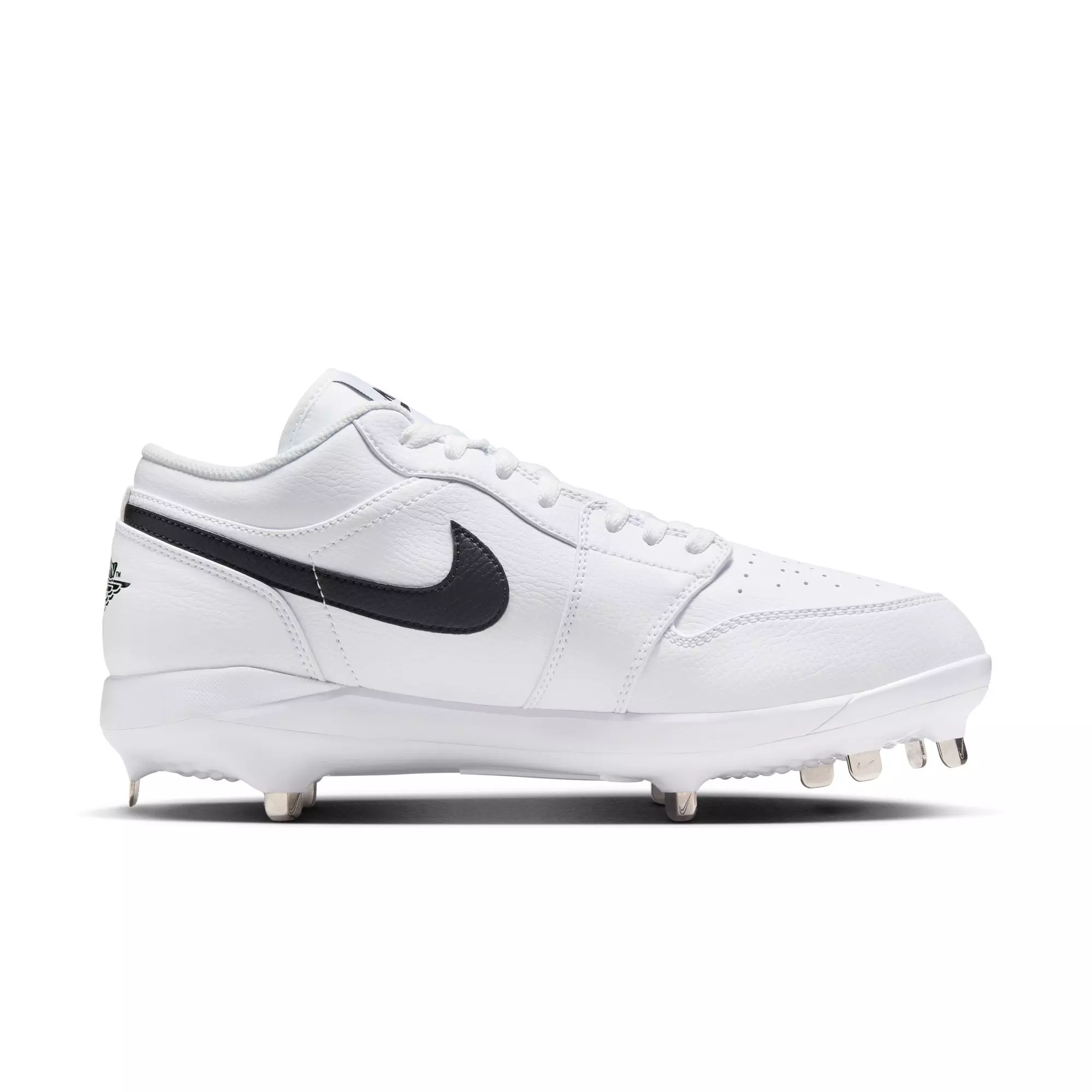 Jordan 1 Low Retro Metal "White/Black" Men's Baseball Cleat - WHITE/BLACK