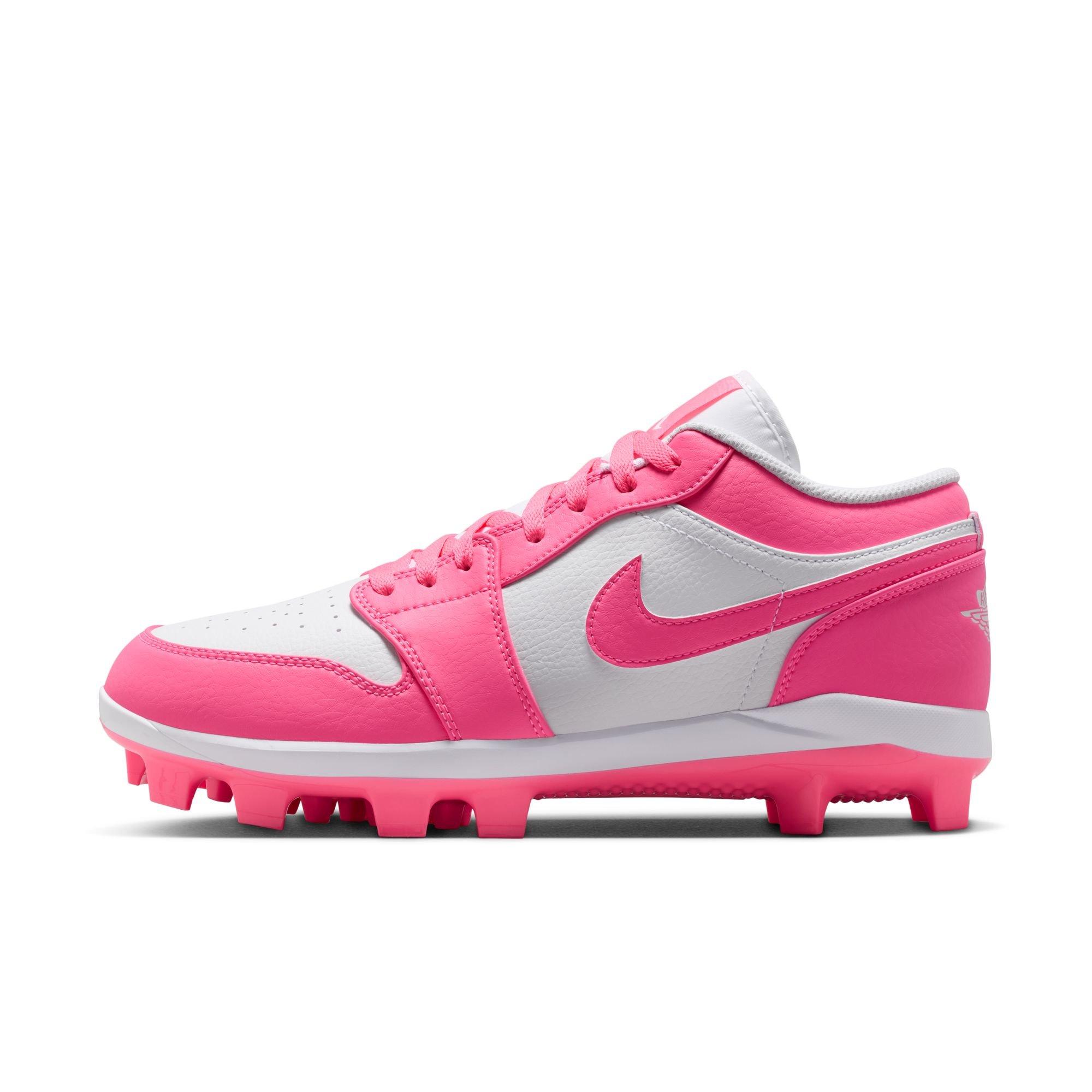 Jordan 1 Retro MCS Low "White/Digital Pink" Men's Baseball Cleat - WHITE/PINK Thumbnail View 4
