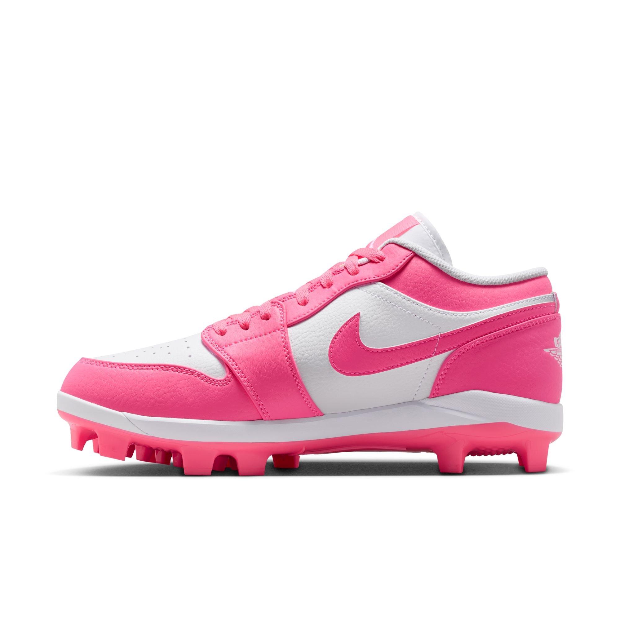 Jordan 1 Retro MCS Low "White/Digital Pink" Men's Baseball Cleat - WHITE/PINK Thumbnail View 9