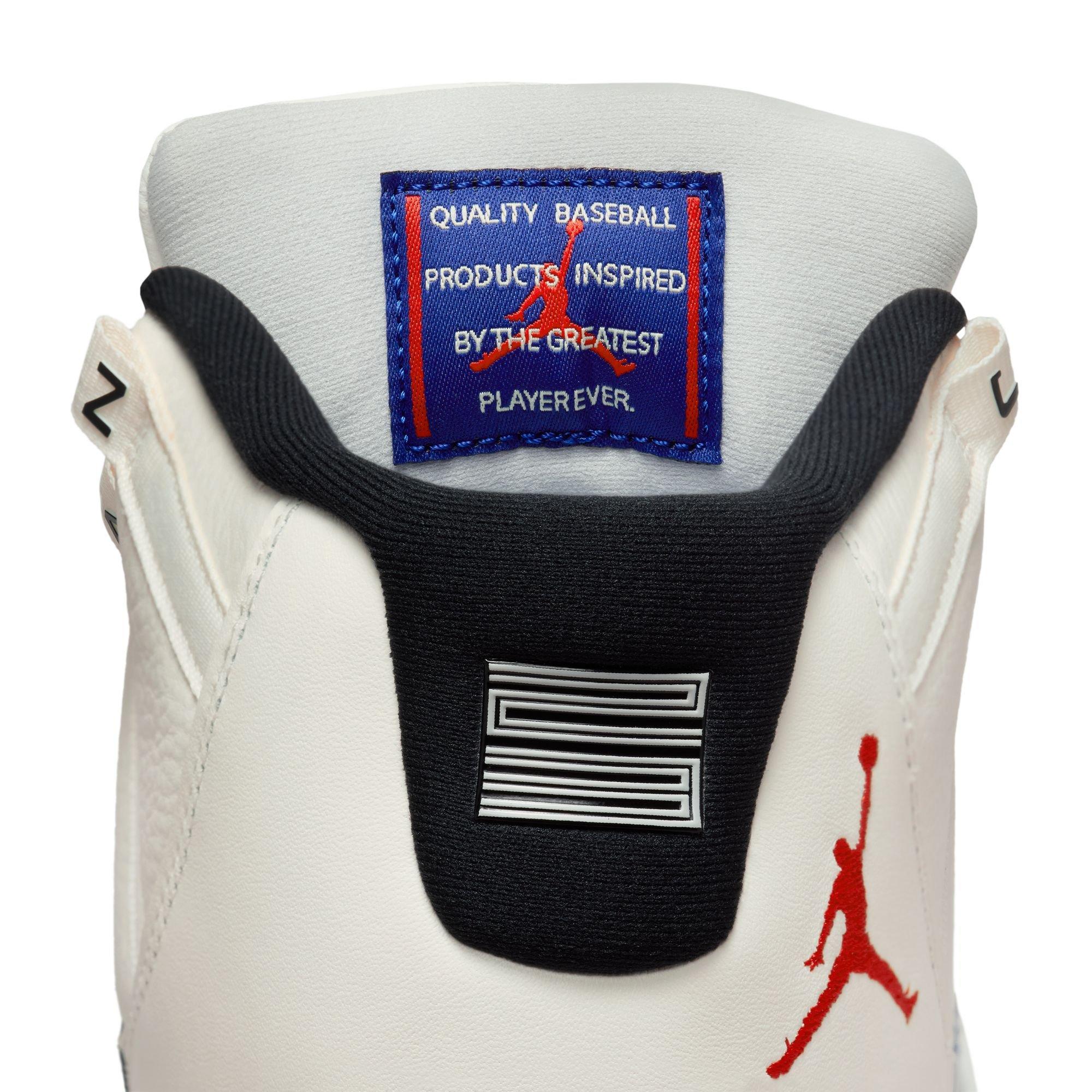 Jordan 11 Retro MCS "Sail/Fire Red/Deep Royal Blue" Men's Baseball Cleat - WHITE/ROYAL Thumbnail View 12