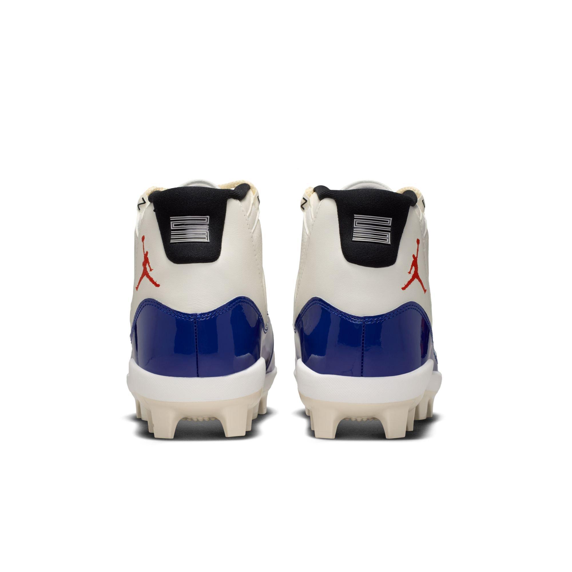Jordan 11 Retro MCS "Sail/Fire Red/Deep Royal Blue" Men's Baseball Cleat - WHITE/ROYAL Thumbnail View 5