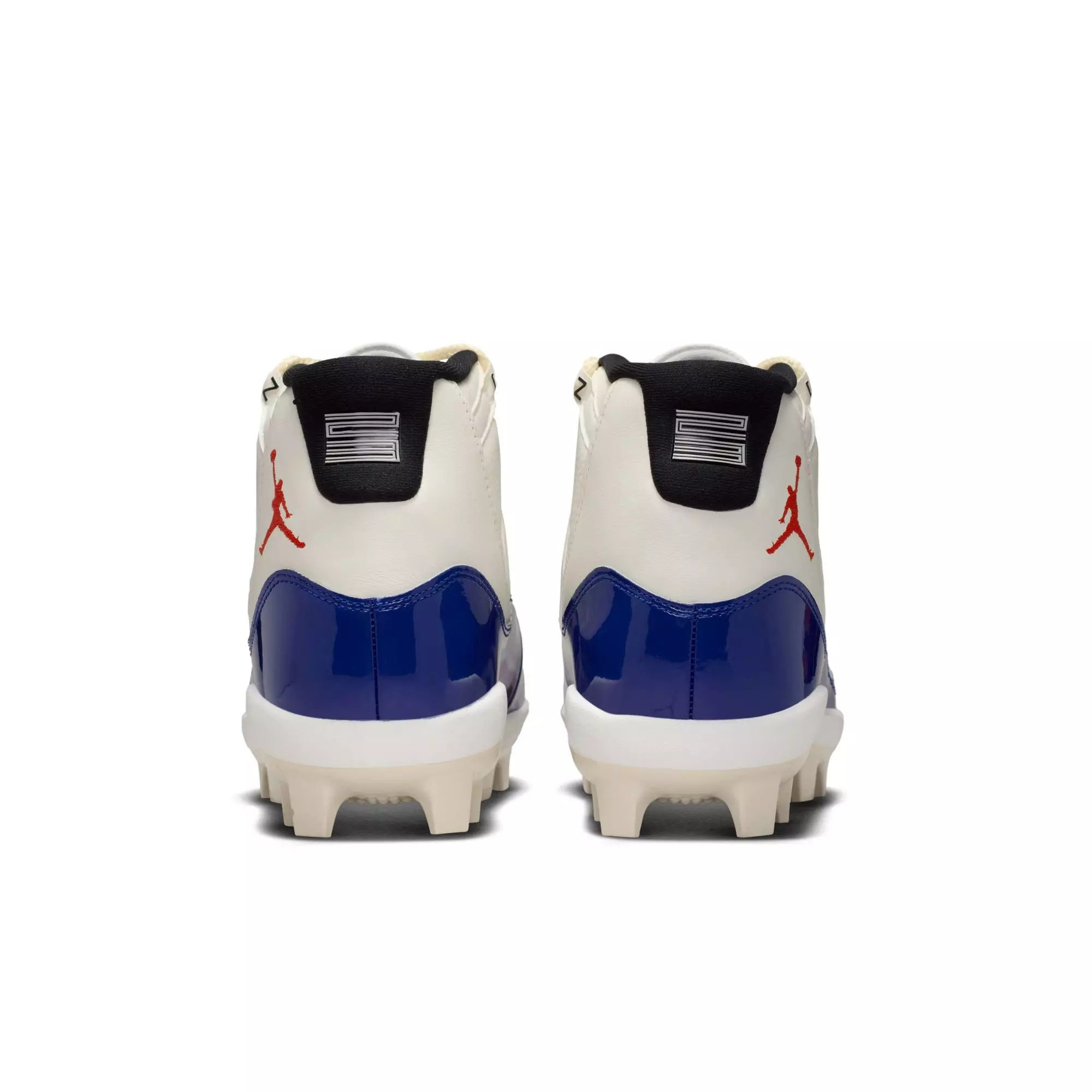 Jordan 11 Retro MCS "Sail/Fire Red/Deep Royal Blue" Men's Baseball Cleat - WHITE/ROYAL
