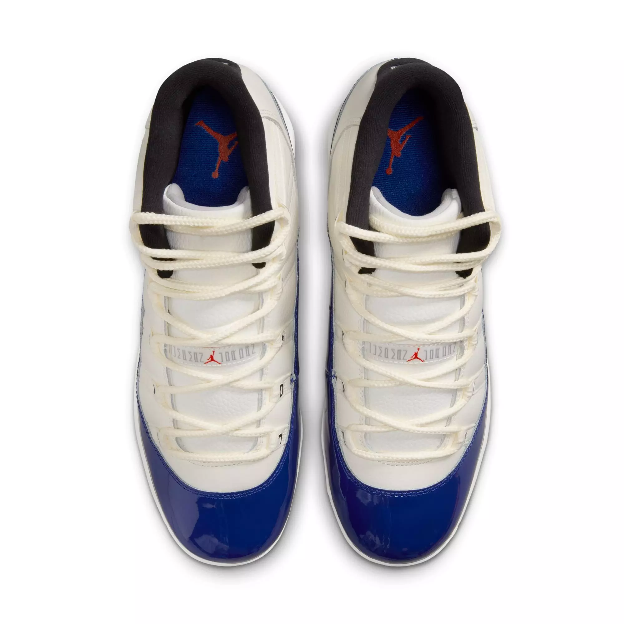 Jordan 11 Retro MCS "Sail/Fire Red/Deep Royal Blue" Men's Baseball Cleat - WHITE/ROYAL