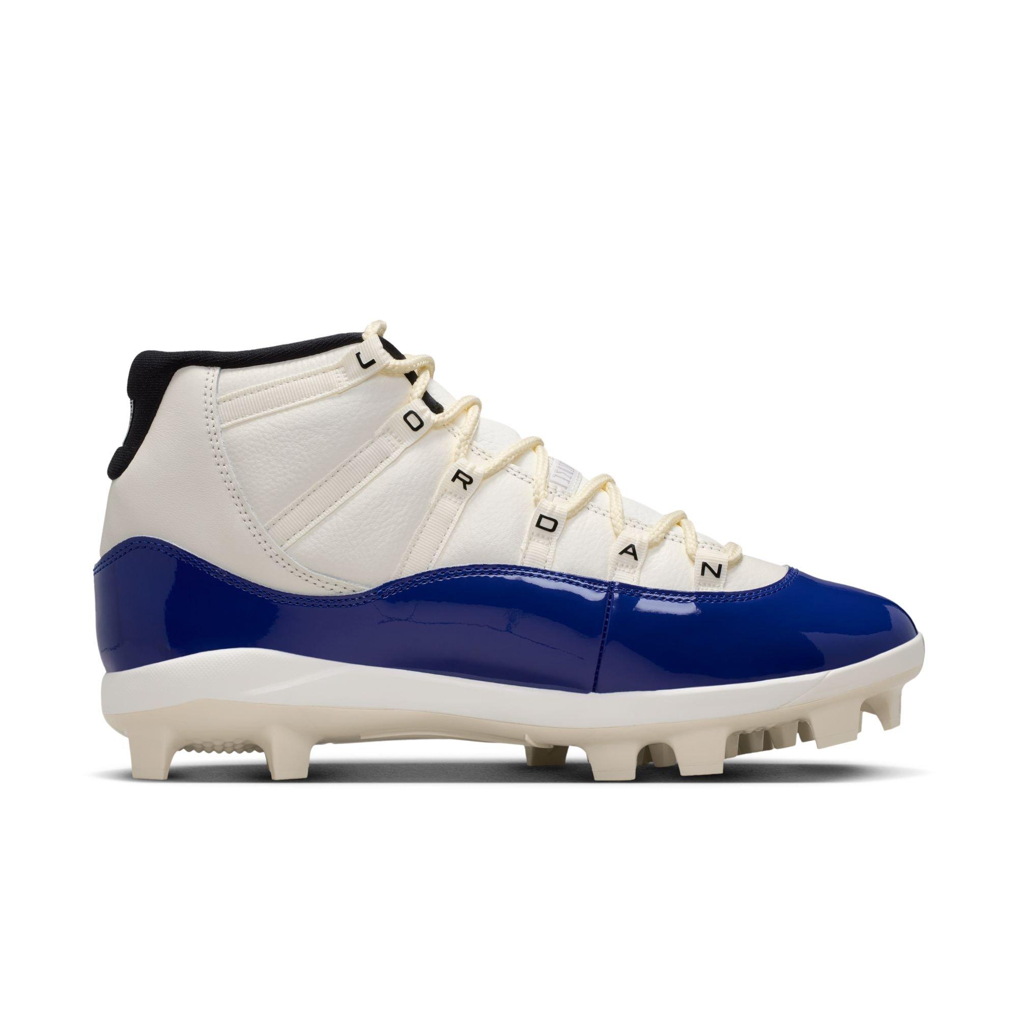 Jordan 11 Retro MCS "Sail/Fire Red/Deep Royal Blue" Men's Baseball Cleat - WHITE/ROYAL Thumbnail View 2