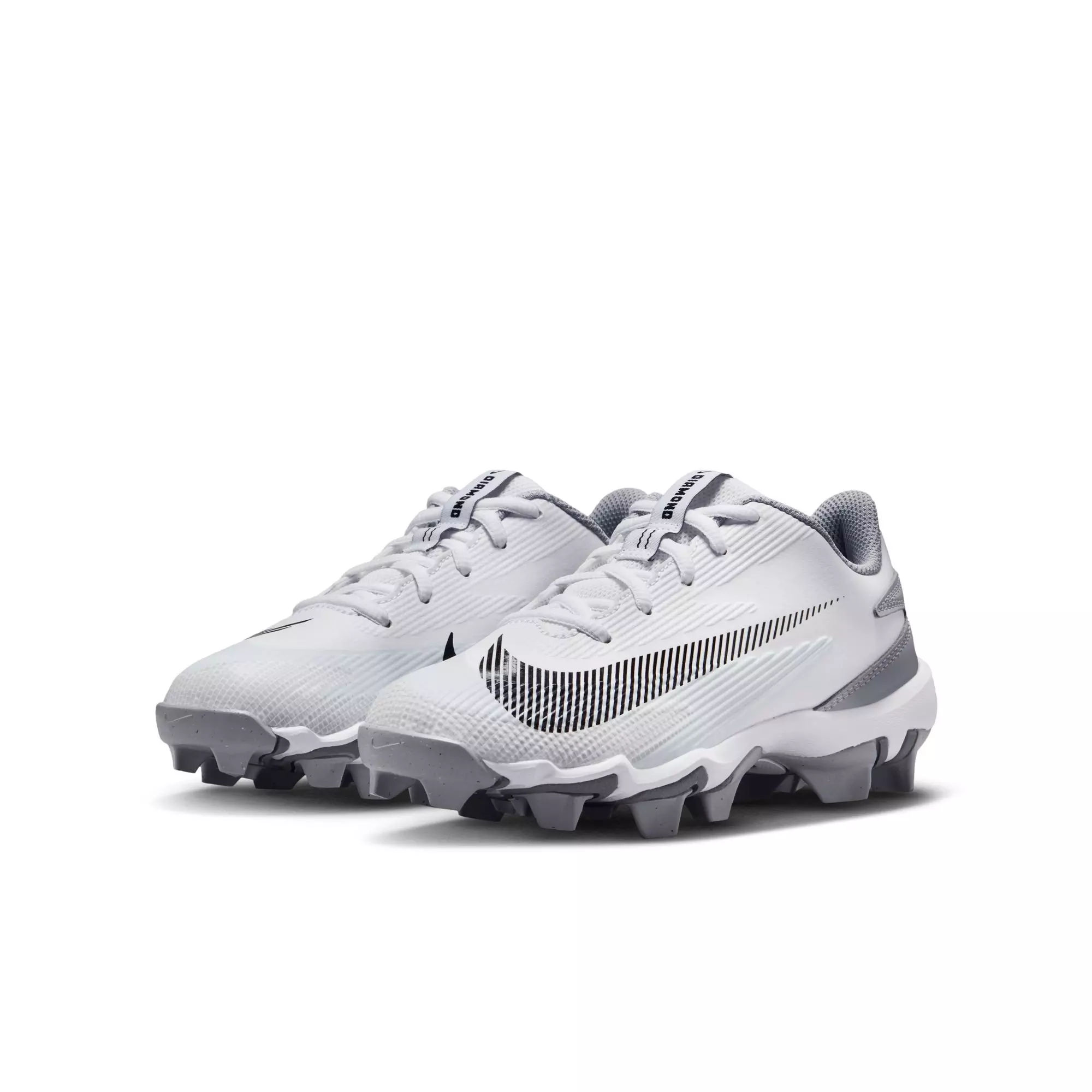 Nike Diamond Clutch "White/Black/Wolf Grey/Smoke Grey" Grade School Boys' Baseball Cleat - WHITE/BLACK
