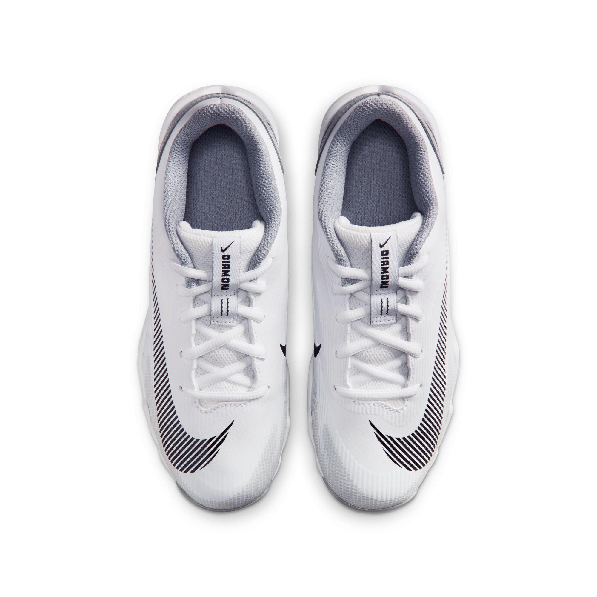 Nike Diamond Clutch "White/Black/Wolf Grey/Smoke Grey" Grade School Boys' Baseball Cleat - WHITE/BLACK Thumbnail View 7