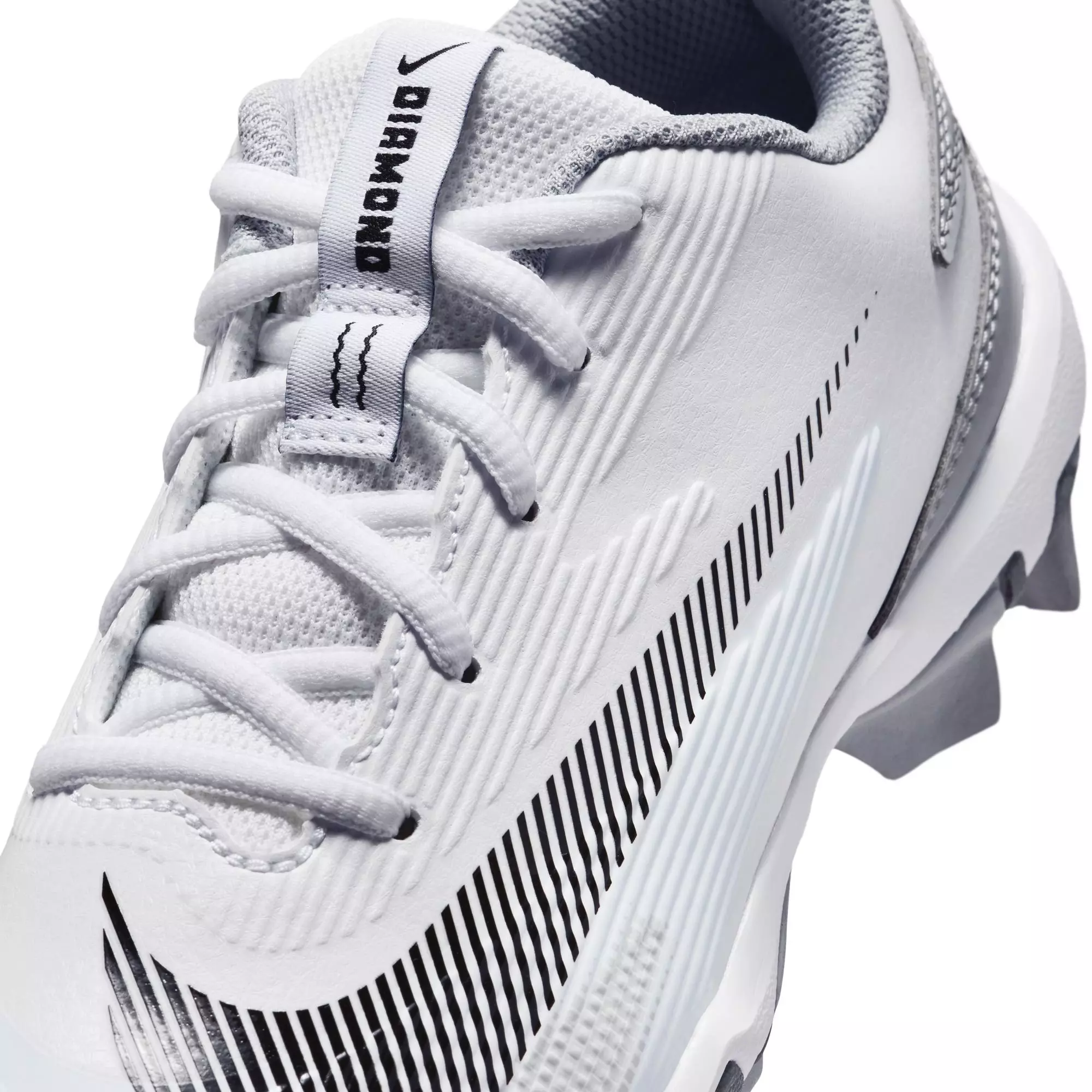 Nike Diamond Clutch "White/Black/Wolf Grey/Smoke Grey" Grade School Boys' Baseball Cleat - WHITE/BLACK