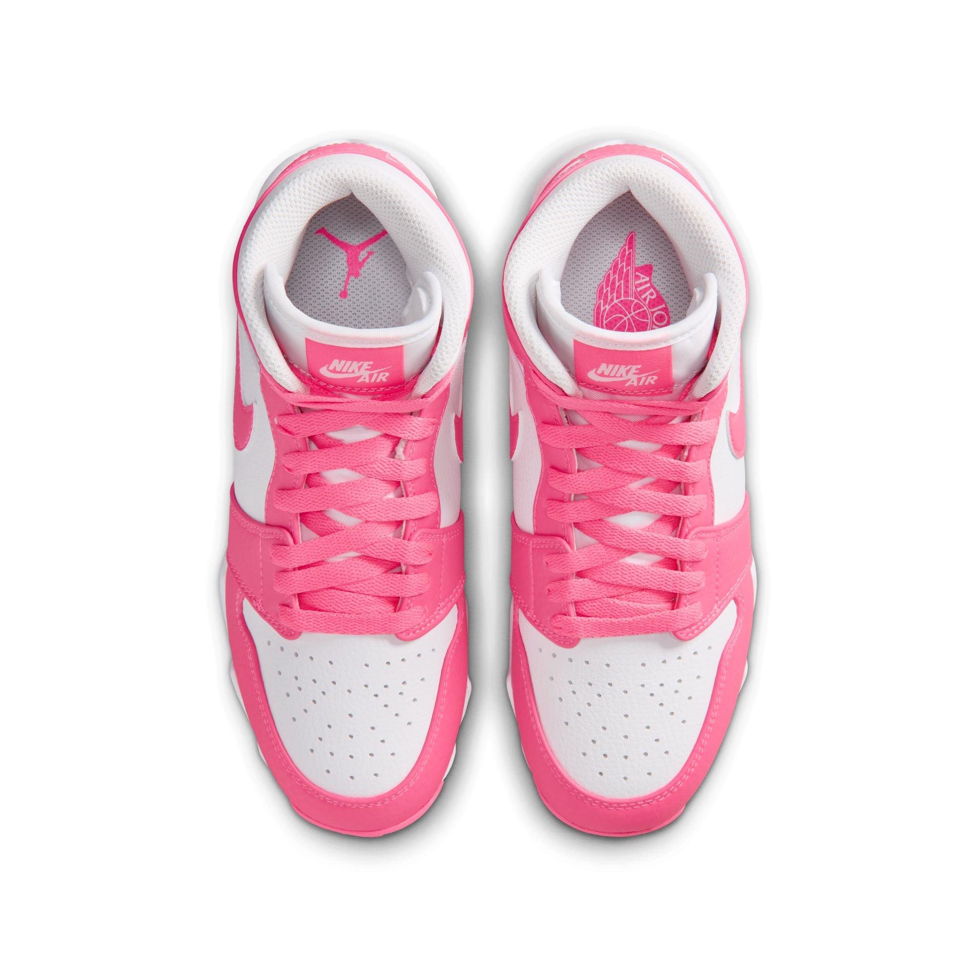 Jordan 1 Mid "White/Digital Pink" Grade School Boys' Baseball Cleat - WHITE/PINK Thumbnail View 6