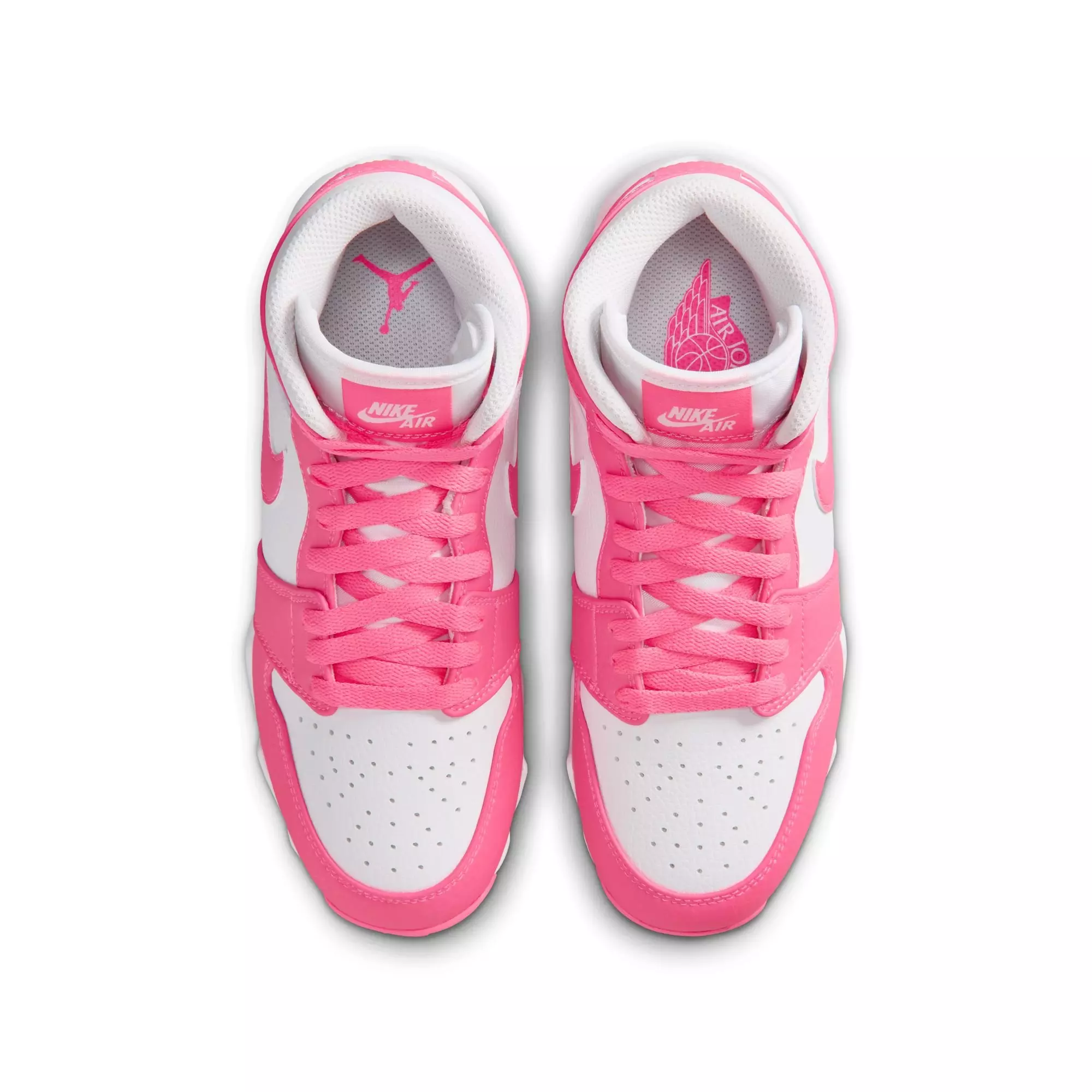 Jordan 1 Mid "White/Digital Pink" Grade School Boys' Baseball Cleat - WHITE/PINK