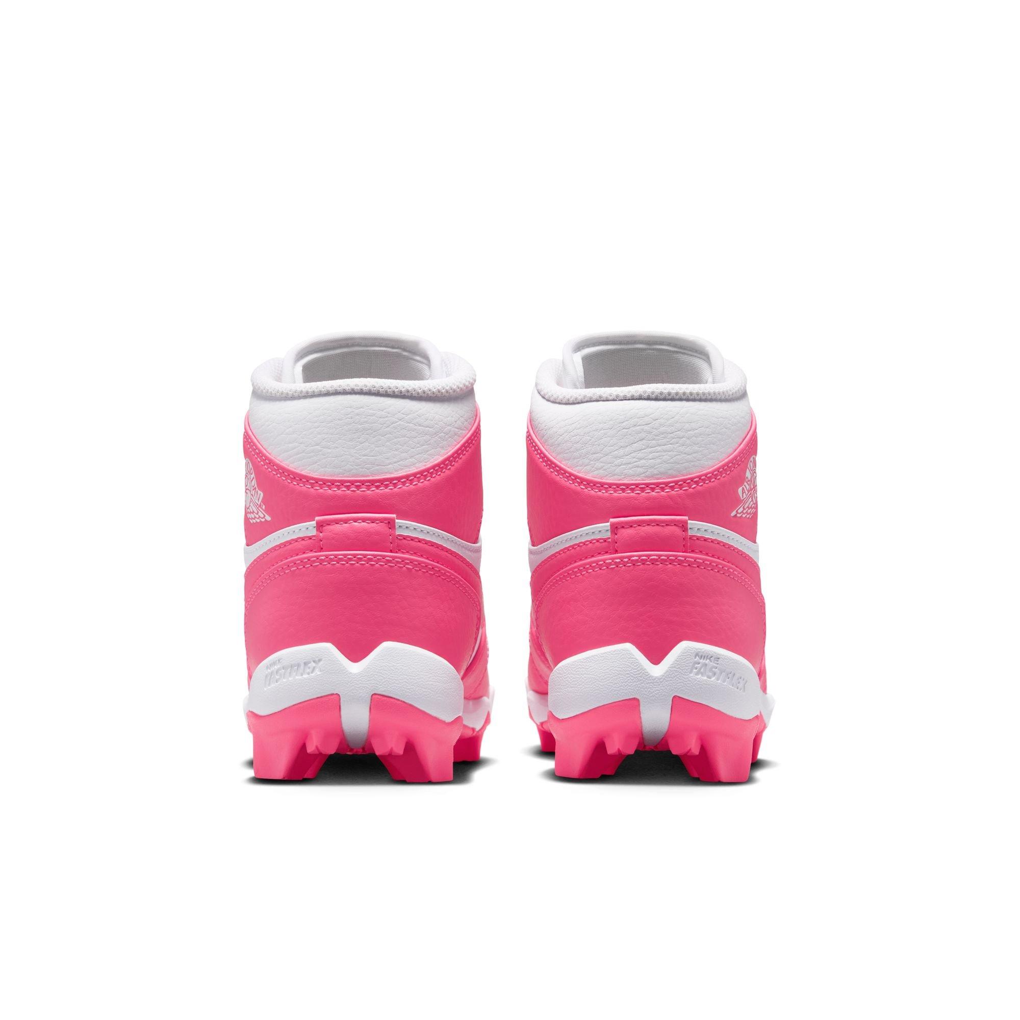 Jordan 1 Mid "White/Digital Pink" Grade School Boys' Baseball Cleat - WHITE/PINK Thumbnail View 7